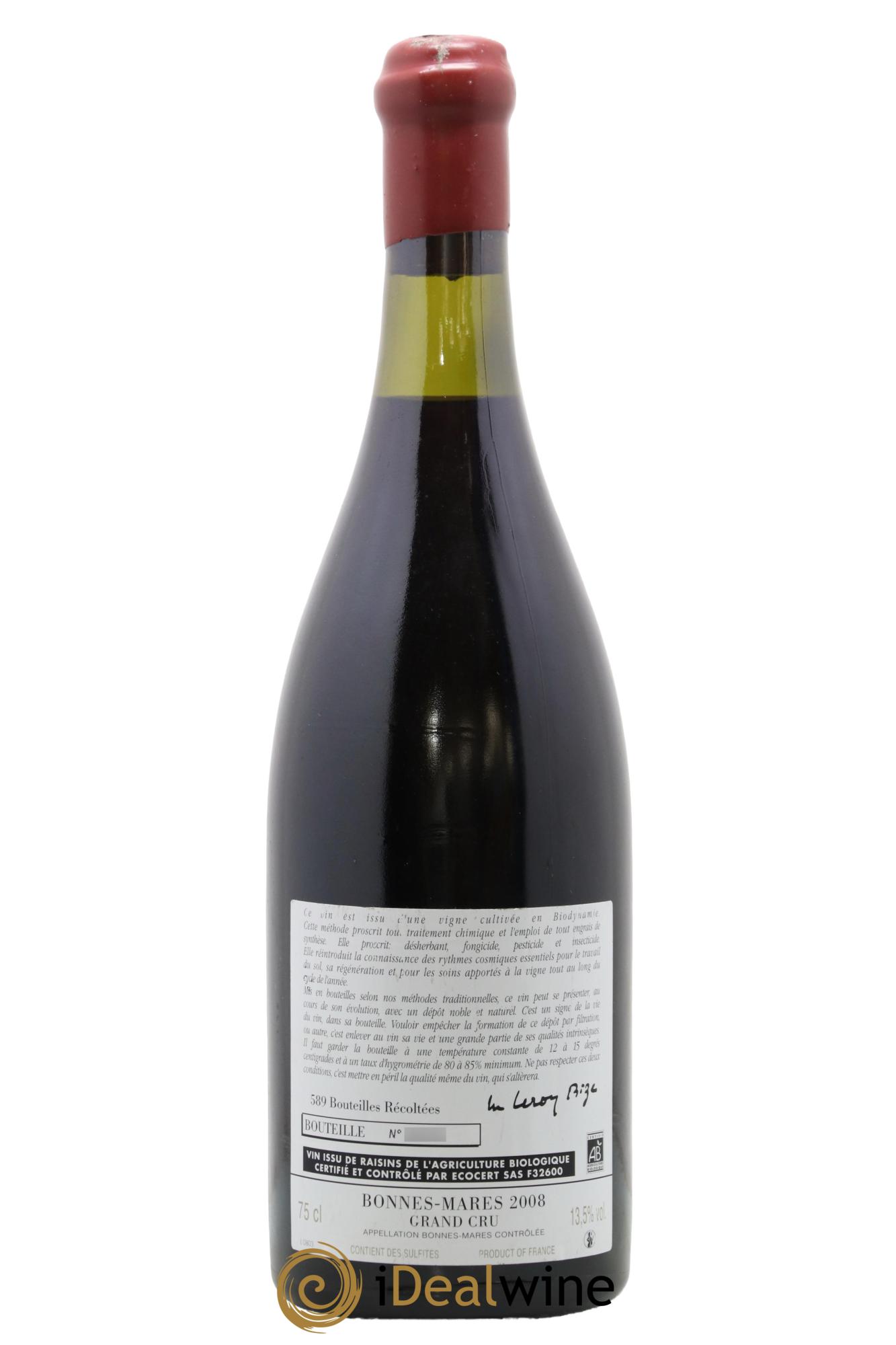 Bonnes-Mares Grand Cru d'Auvenay (Domaine) 2008 - Lot de 1 bouteille - 1