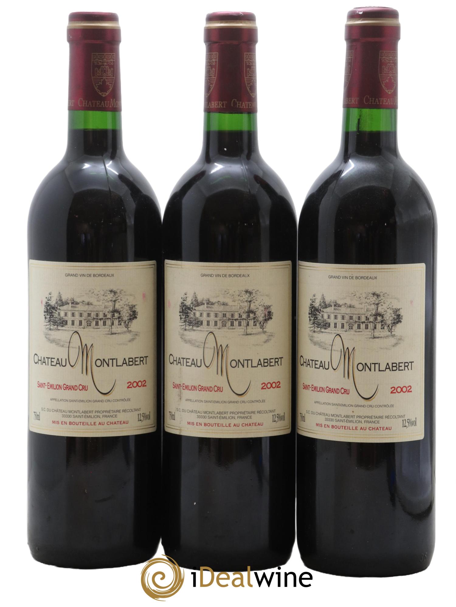 Saint-Émilion Grand Cru Château Montlabert 2002 - Lot de 3 bouteilles - 0