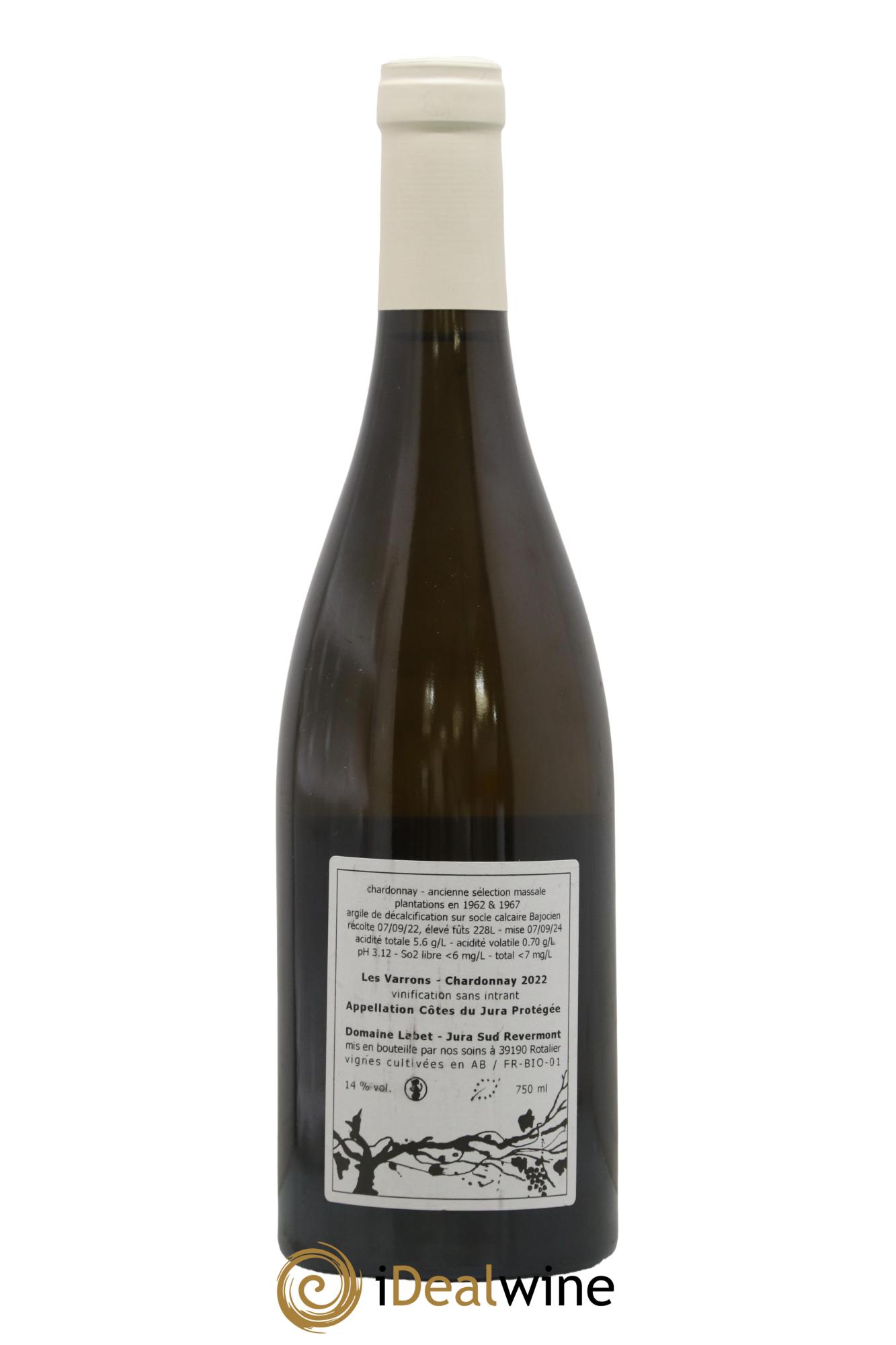 Côtes du Jura Chardonnay Les Varrons Romain - Julien - Charline Labet 2022 - Lot of 1 bottle - 1
