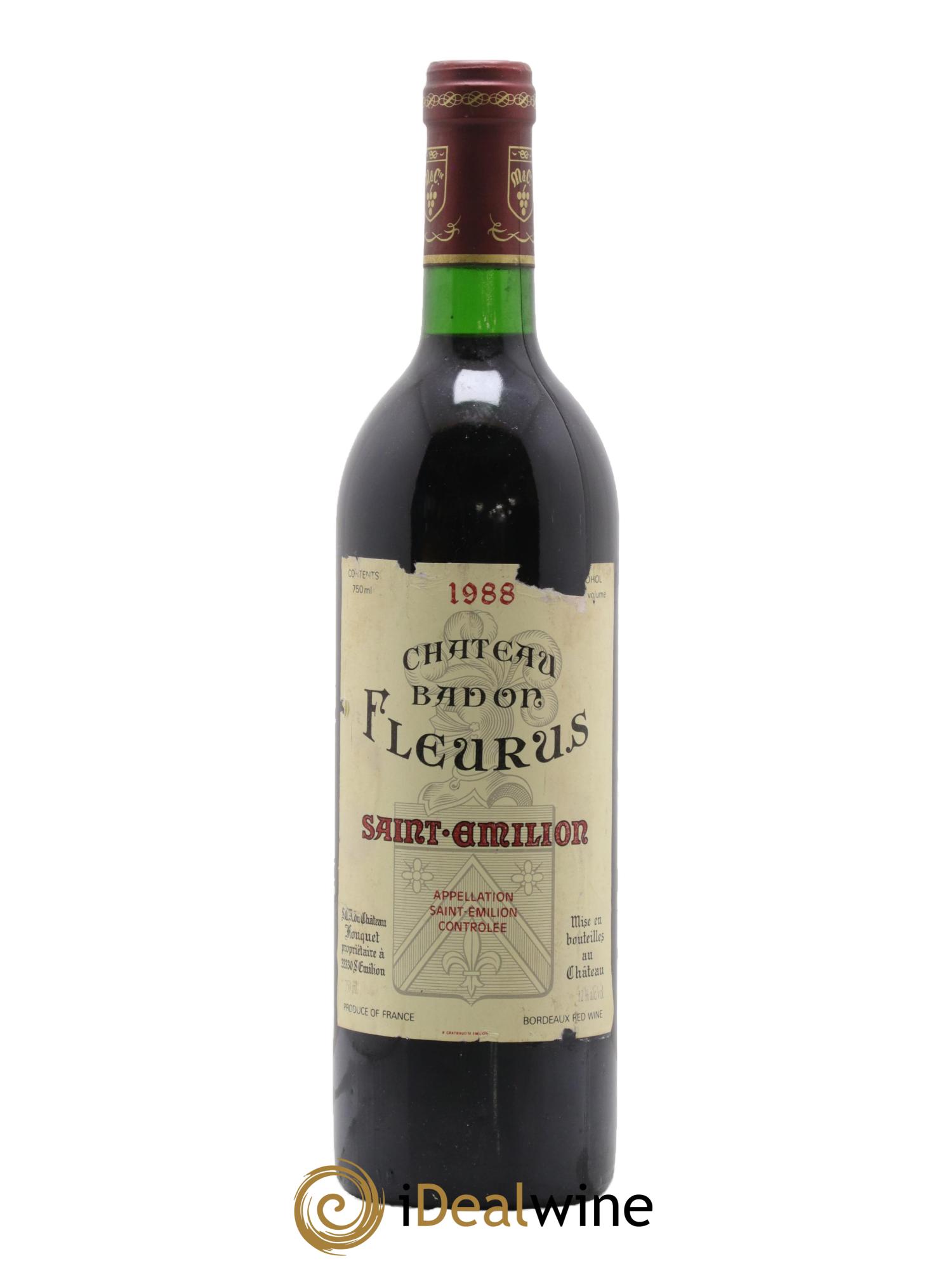 Saint-Émilion Château Badon Fleurus 1988 - Lot de 1 bouteille - 0