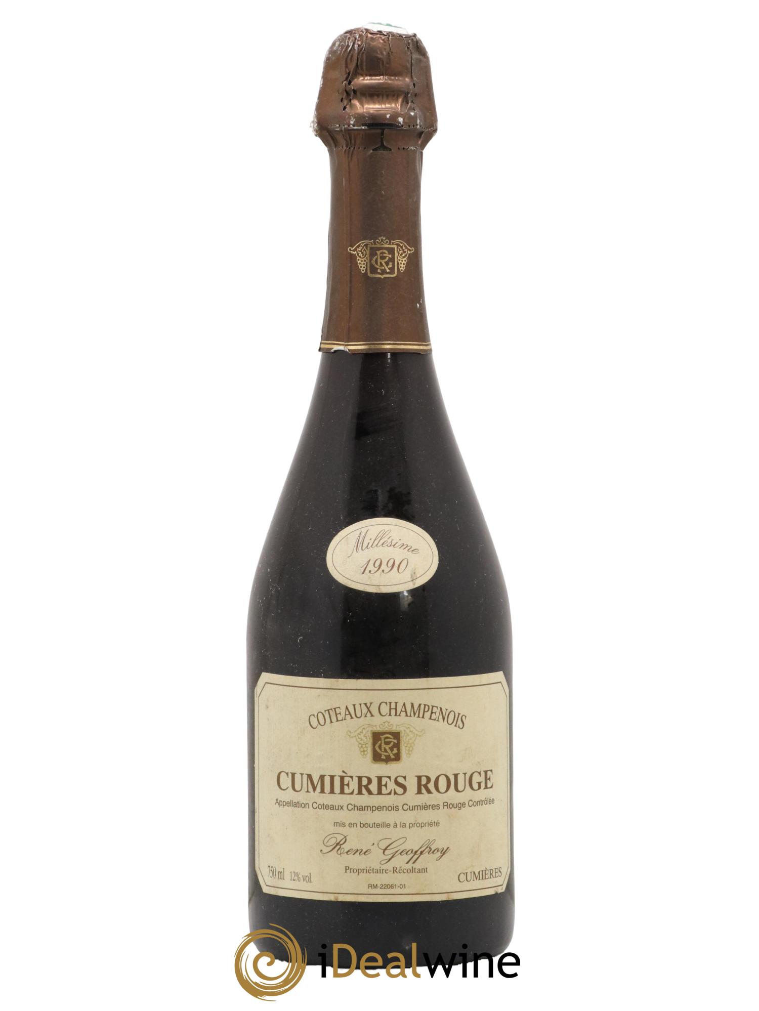 Coteaux Champenois Cumieres Domaine Rene Geoffroy 1990 - Lot de 1 bouteille - 0