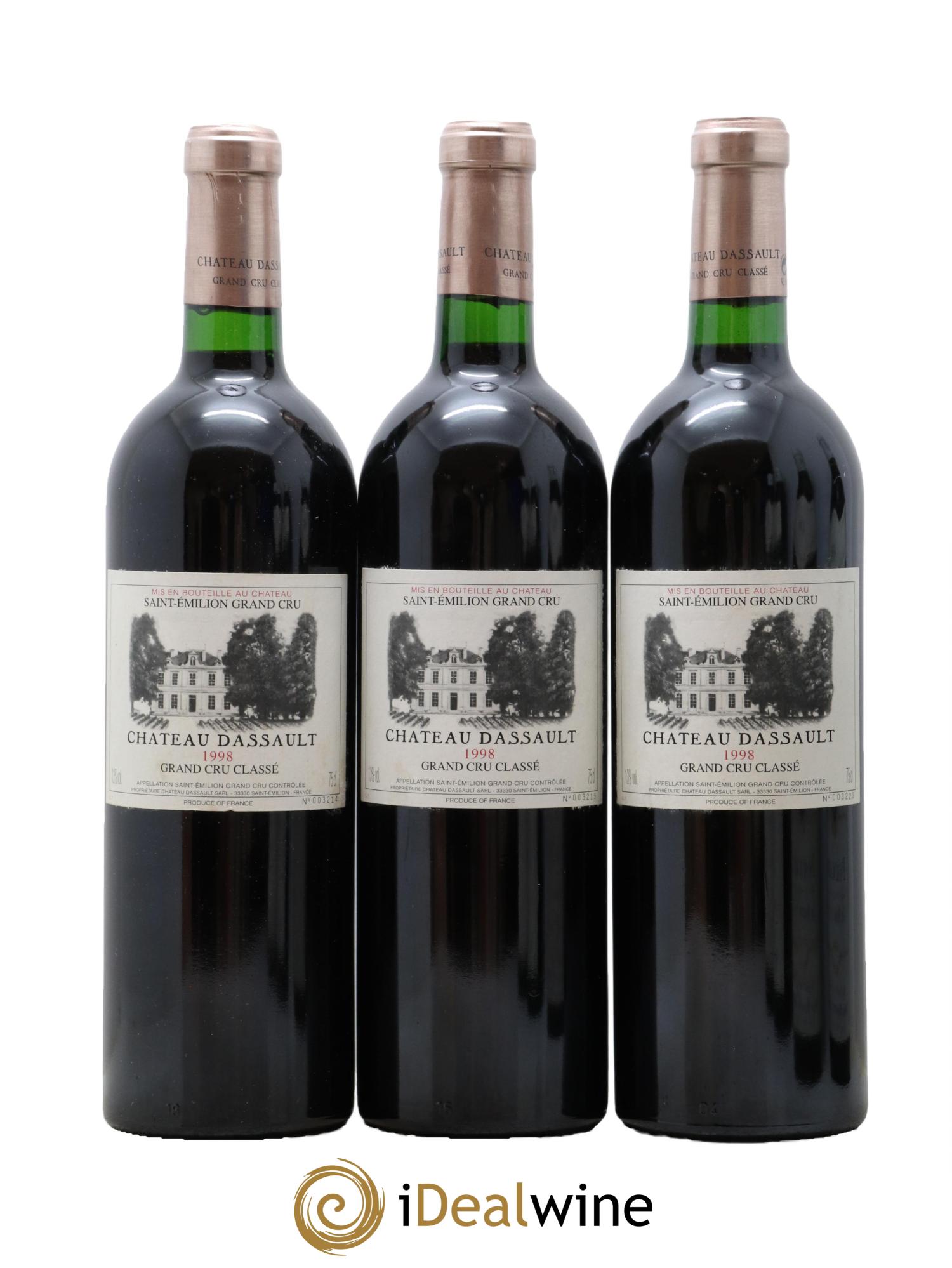 Château Dassault Grand Cru Classé 1998 - Lot de 3 bouteilles - 0