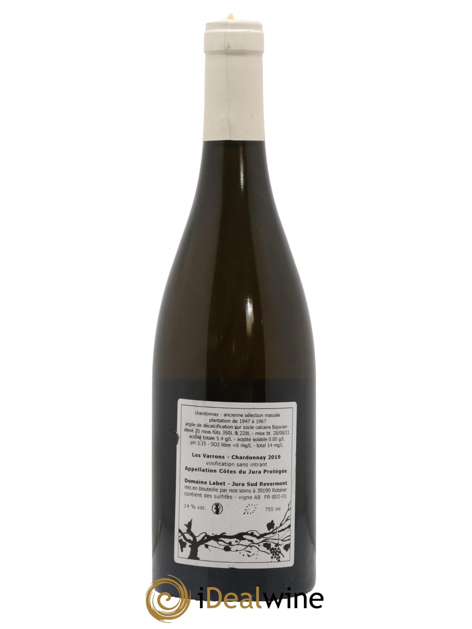 Côtes du Jura Chardonnay Les Varrons Romain - Julien - Charline Labet 2019 - Lot de 1 bouteille - 1