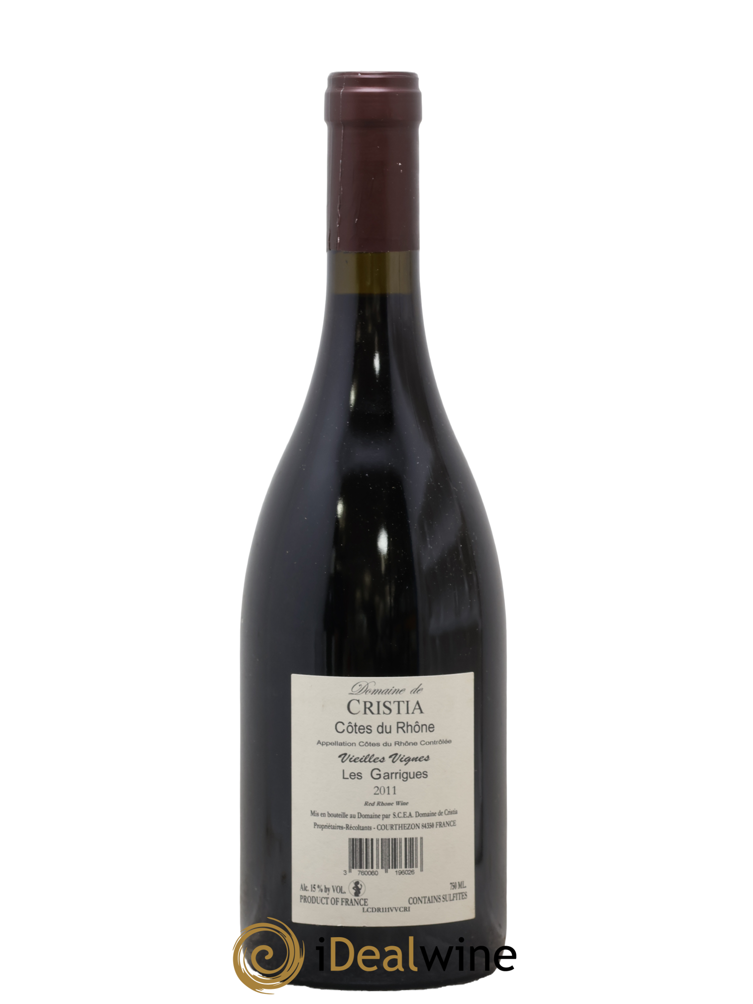 Côtes-du-Rhône Vielles vignes les Garrigues Cristia 2011 - Lot of 1 bottle - 1