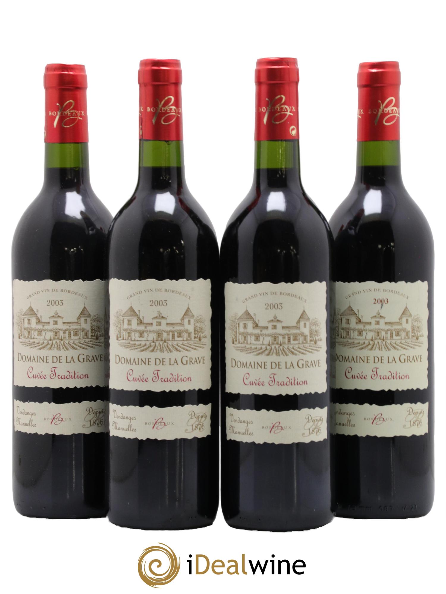 Bordeaux Supérieur cuvée Tradition Domaine de la Grave 2003 - Lot of 4 bottles - 0