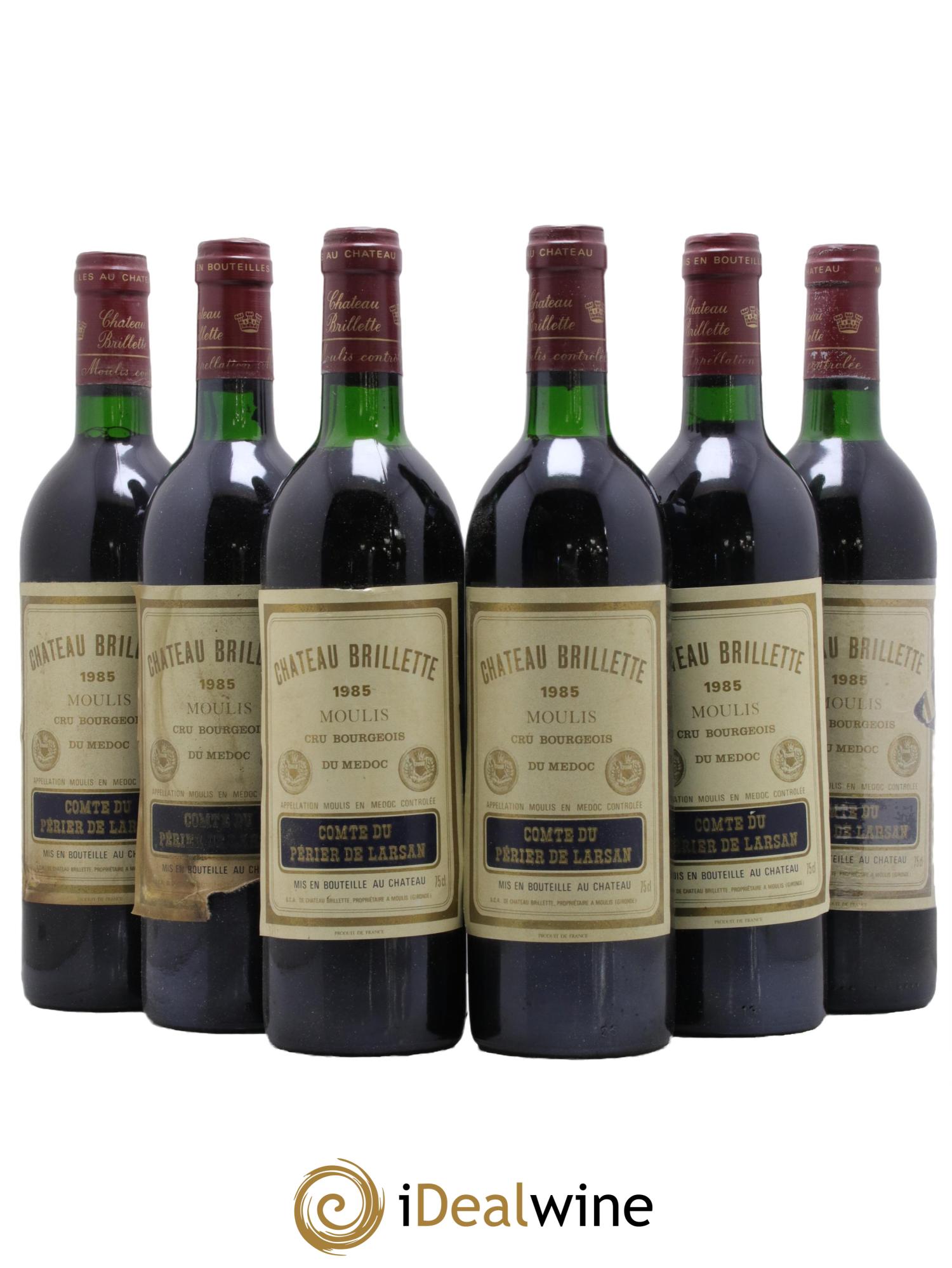 Château Brillette Cru Bourgeois 1985 - Lot de 6 bouteilles - 0