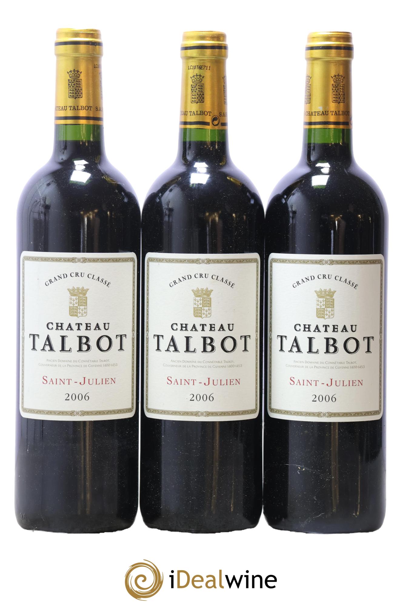 Château Talbot 4ème Grand Cru Classé 2006 - Lotto di 3 bottiglie - 0