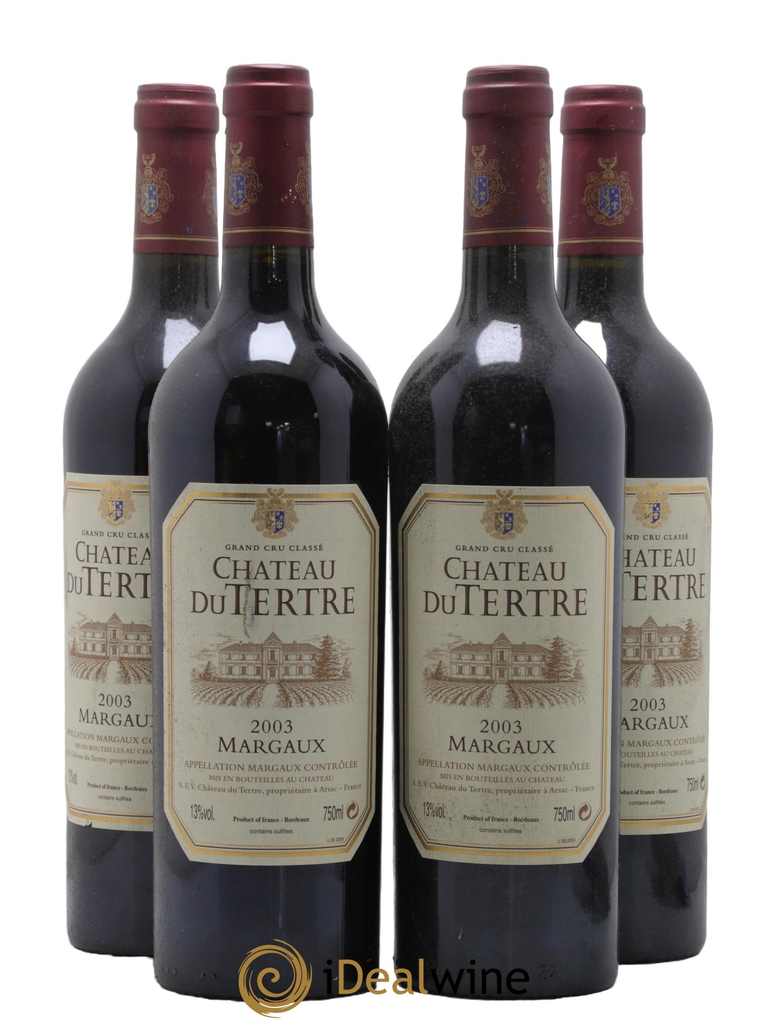 Château du Tertre 5ème Grand Cru Classé 2003 - Lot de 4 bouteilles - 0