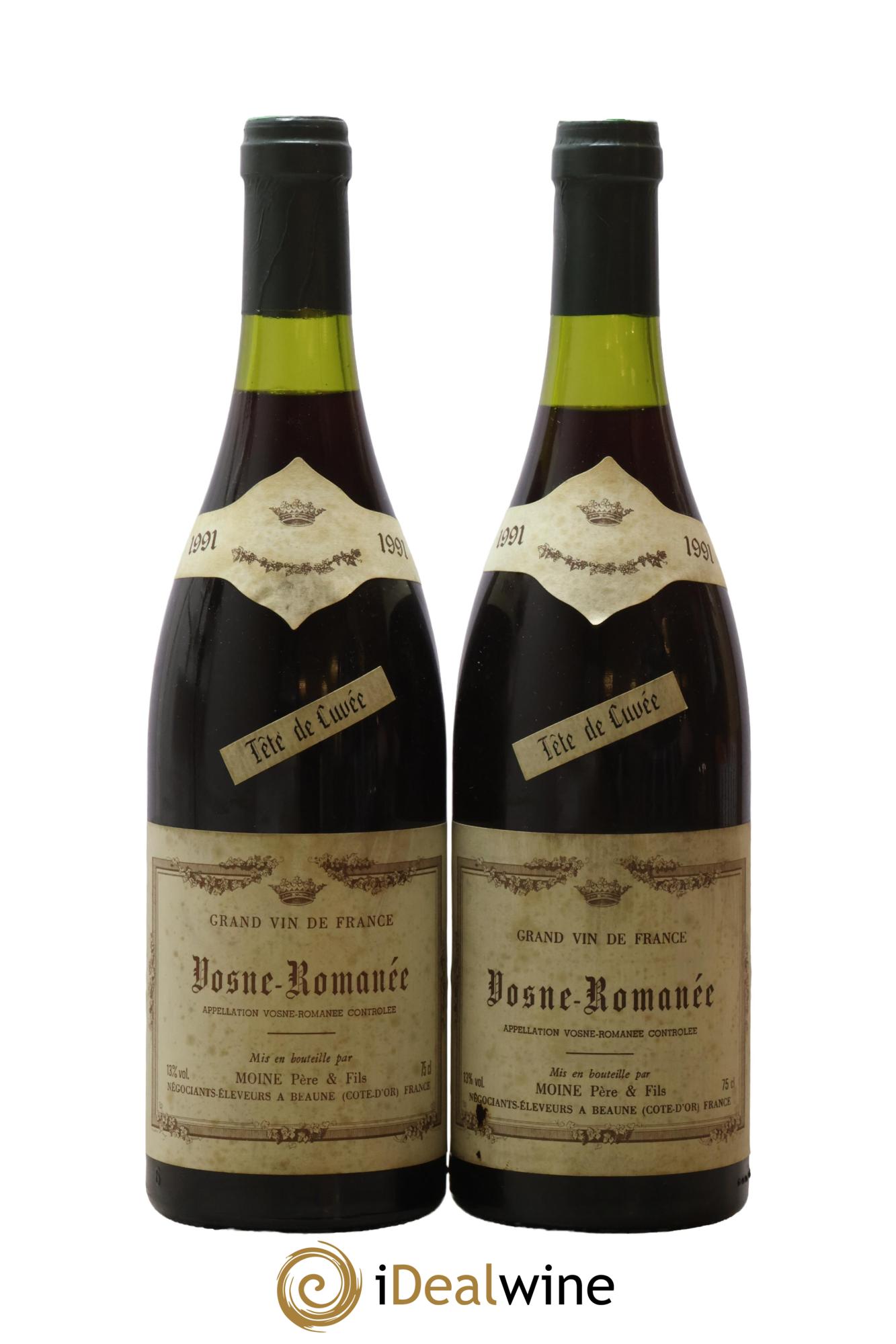 Vosne-Romanée Tête de Cuvée Moine Père et Fils 1991 - Lot de 2 bouteilles - 0