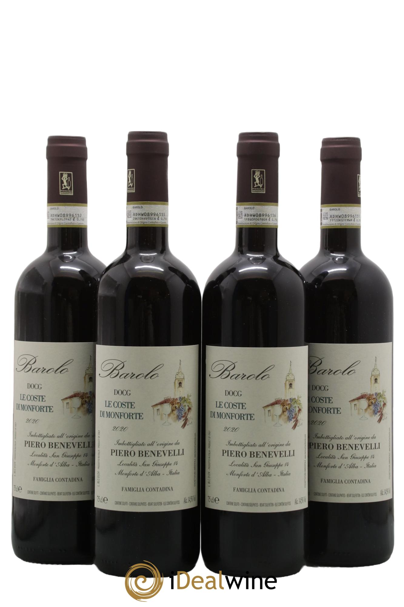 Barolo Le Coste di Monforte Benevelli 2020 - Lot de 4 bouteilles - 0