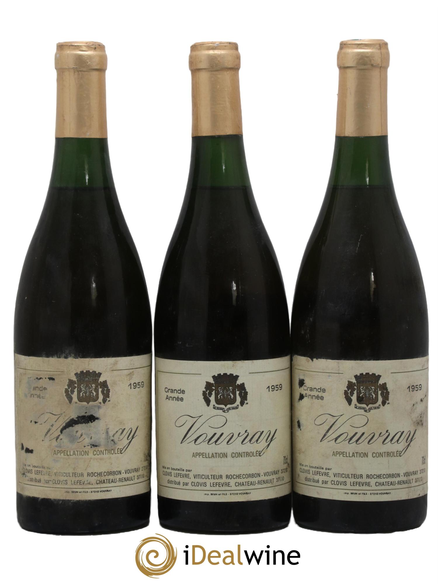 Vouvray Grande Année Clovis Lefevre 1959 - Lot de 3 bouteilles - 0