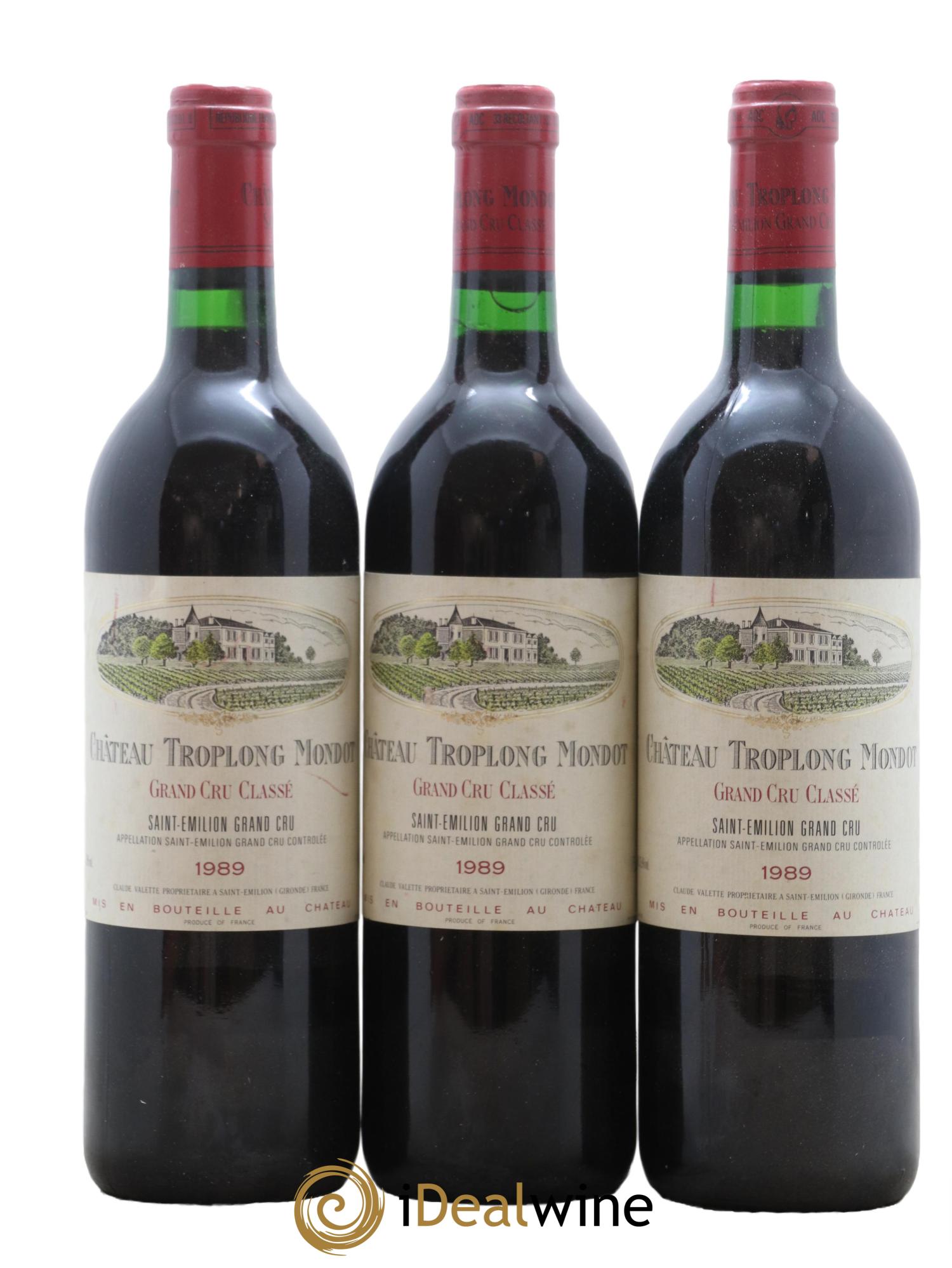 Château Troplong Mondot 1er Grand Cru Classé B 1989 - Lot de 3 bouteilles - 0