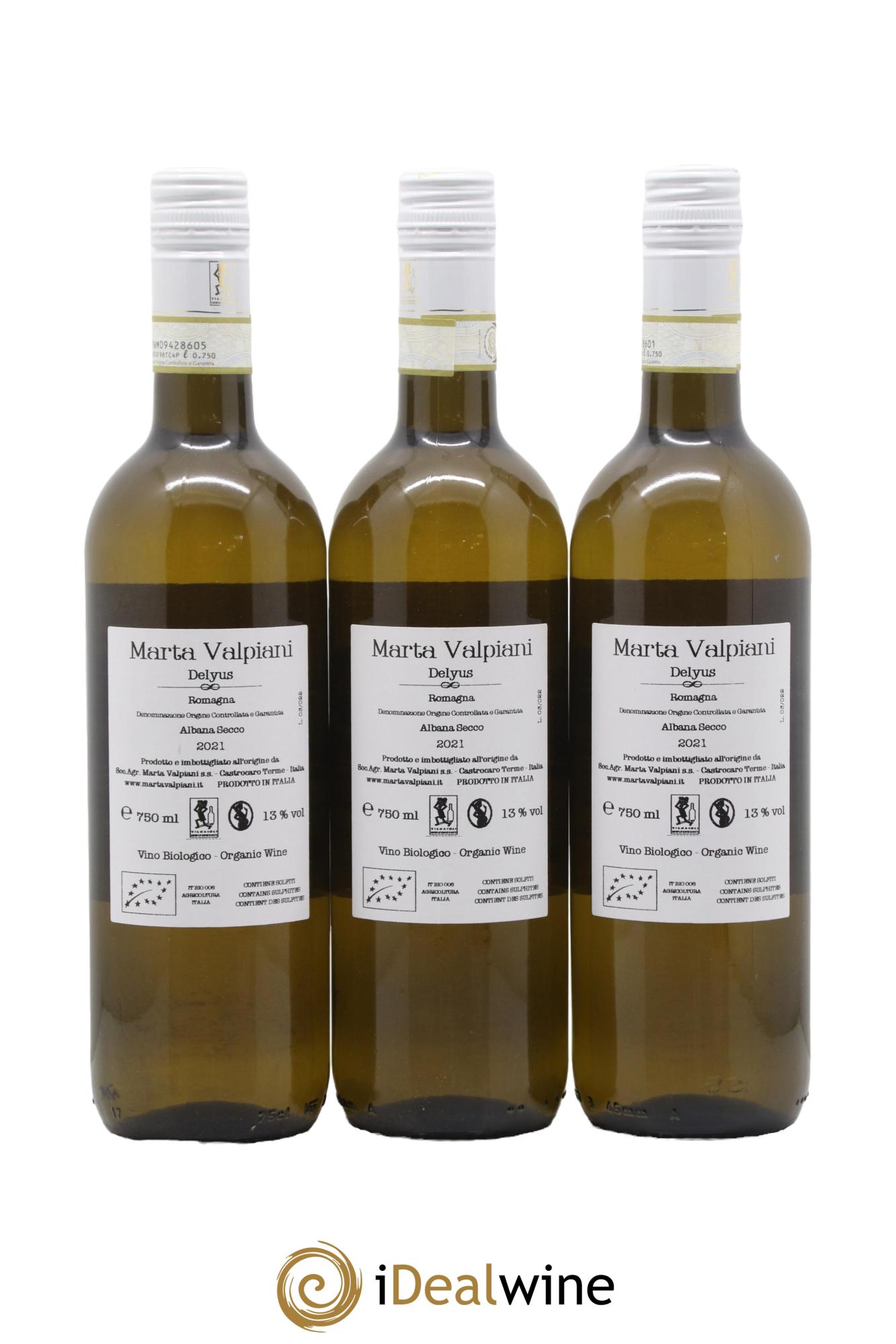 Italie Romagna Delyus Albana Secco Marta Valpiani 2021 - Lot de 3 bouteilles - 1