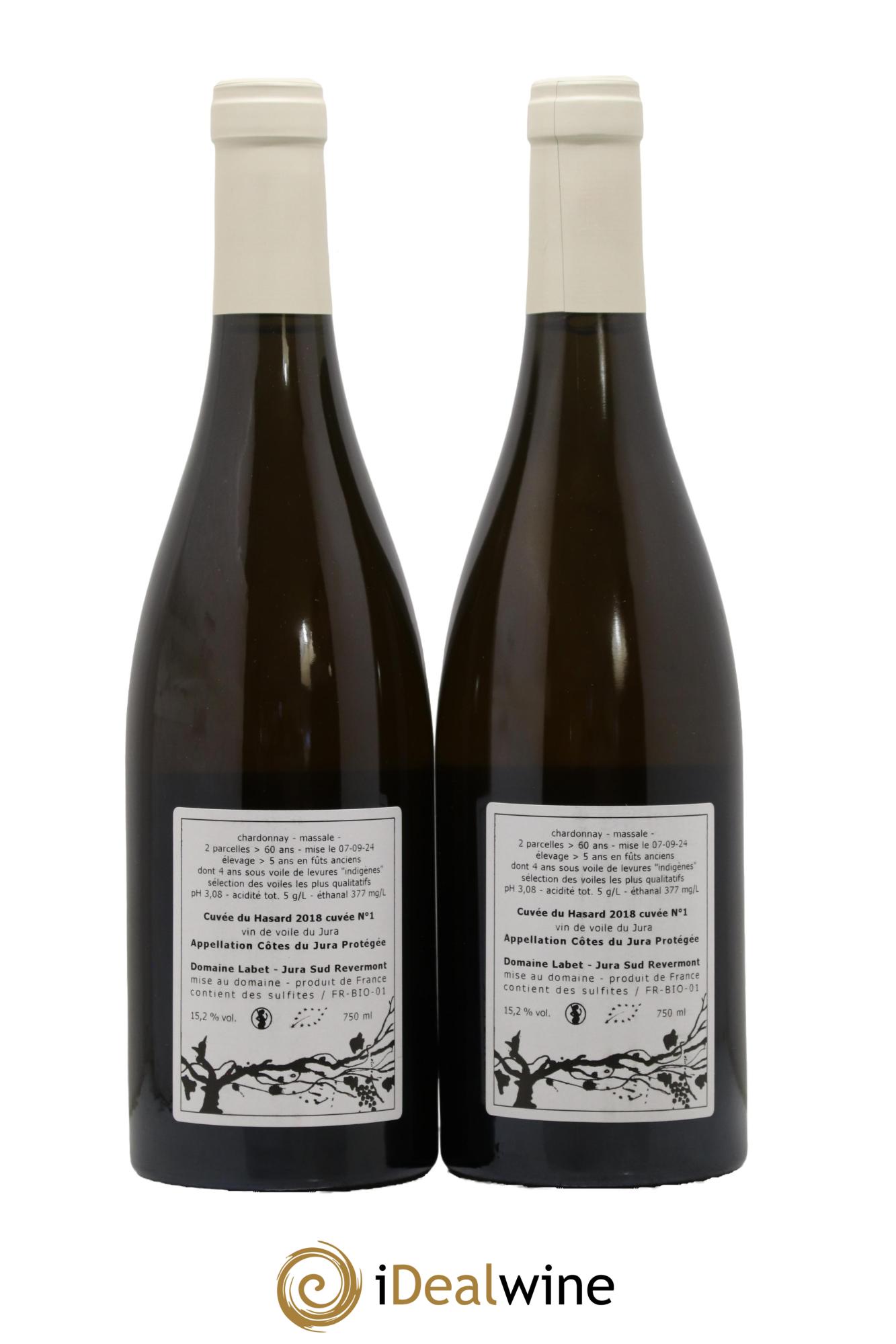 Côtes du Jura Vin de voile Chardonnay du Hasard Romain - Julien  - Charline Labet 2018 - Lotto di 2 bottiglie - 1