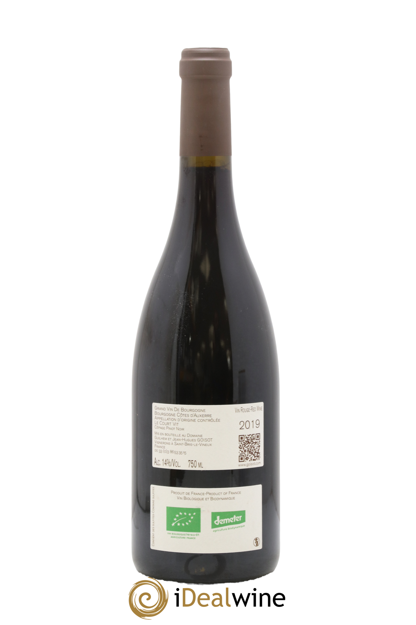 Bourgogne Côtes d'Auxerre Le Court Vit Goisot 2019 - Lot de 1 bouteille - 1