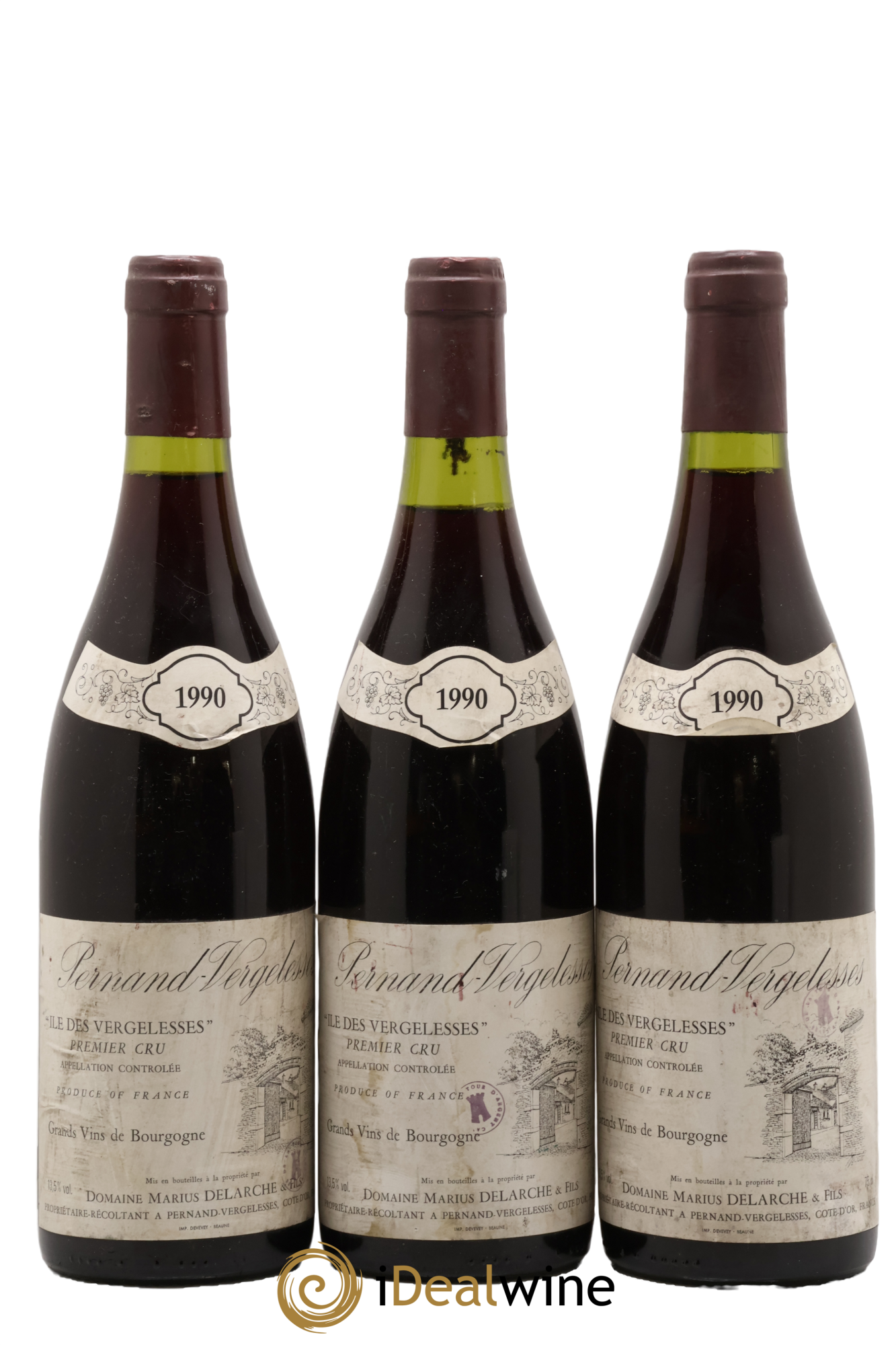 Pernand-Vergelesses 1er Cru Ile Des Vergelesse Delarche 1990 - Lotto di 3 bottiglie - 0