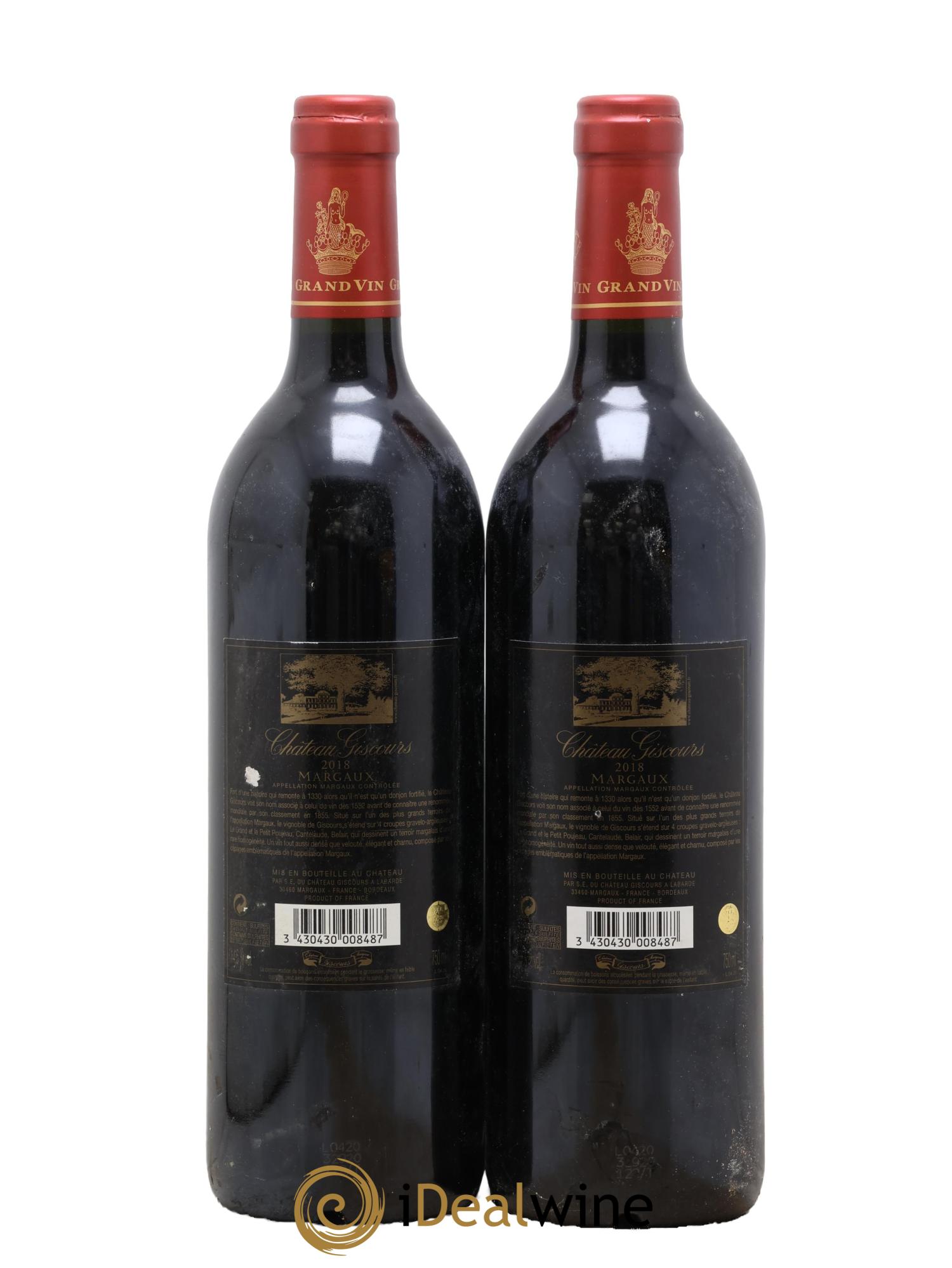 Château Giscours 3ème Grand Cru Classé 2018 - Lot of 2 bottles - 1