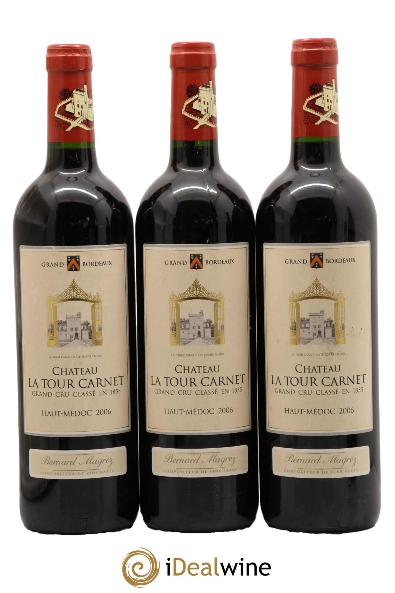 Château la Tour Carnet 4ème Grand Cru Classé 2006 - Lot de 3 bouteilles - 0