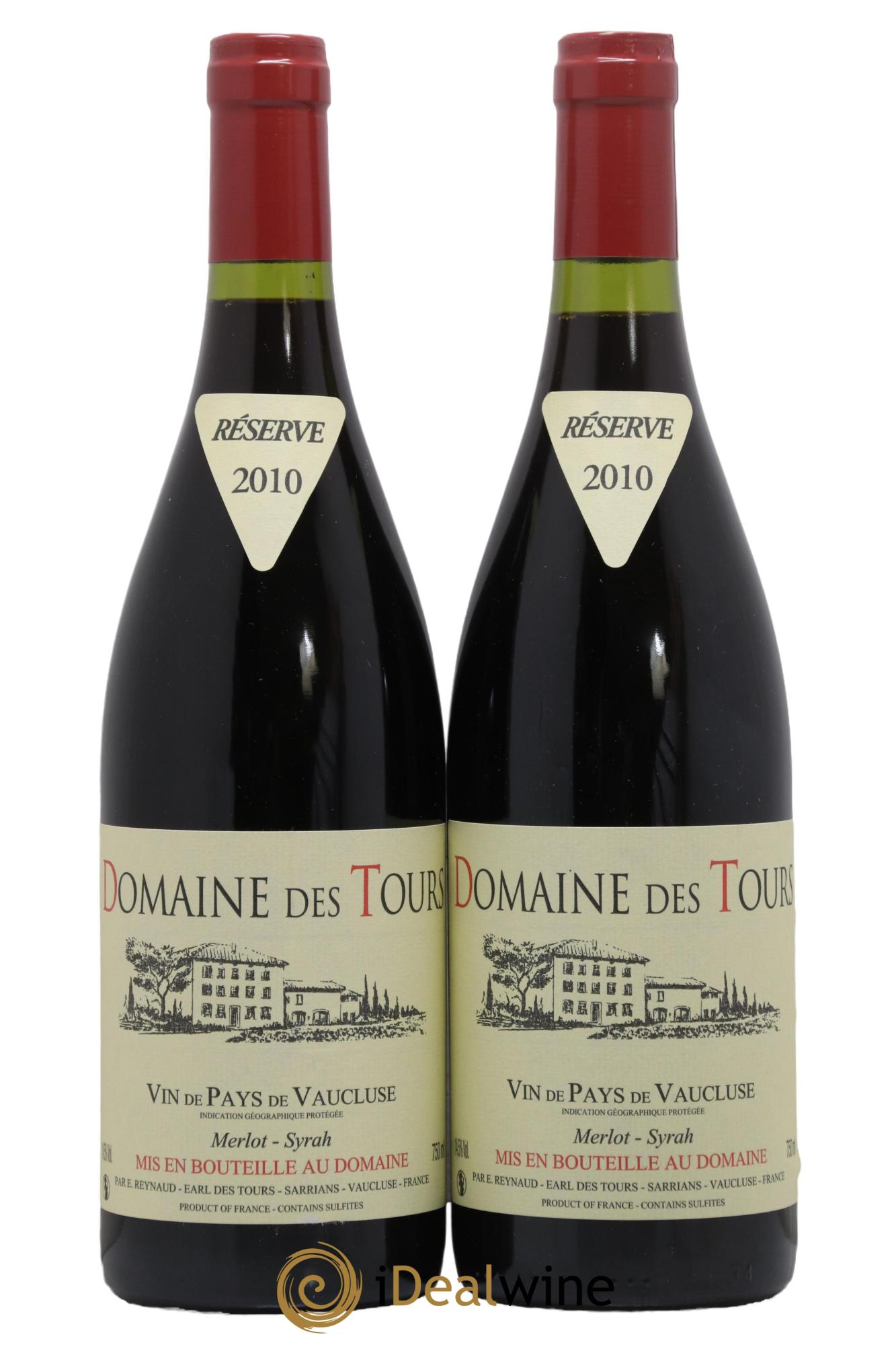 Vaucluse Domaine des Tours Merlot-Syrah Emmanuel Reynaud 2010 - Lot de 2 bouteilles - 0