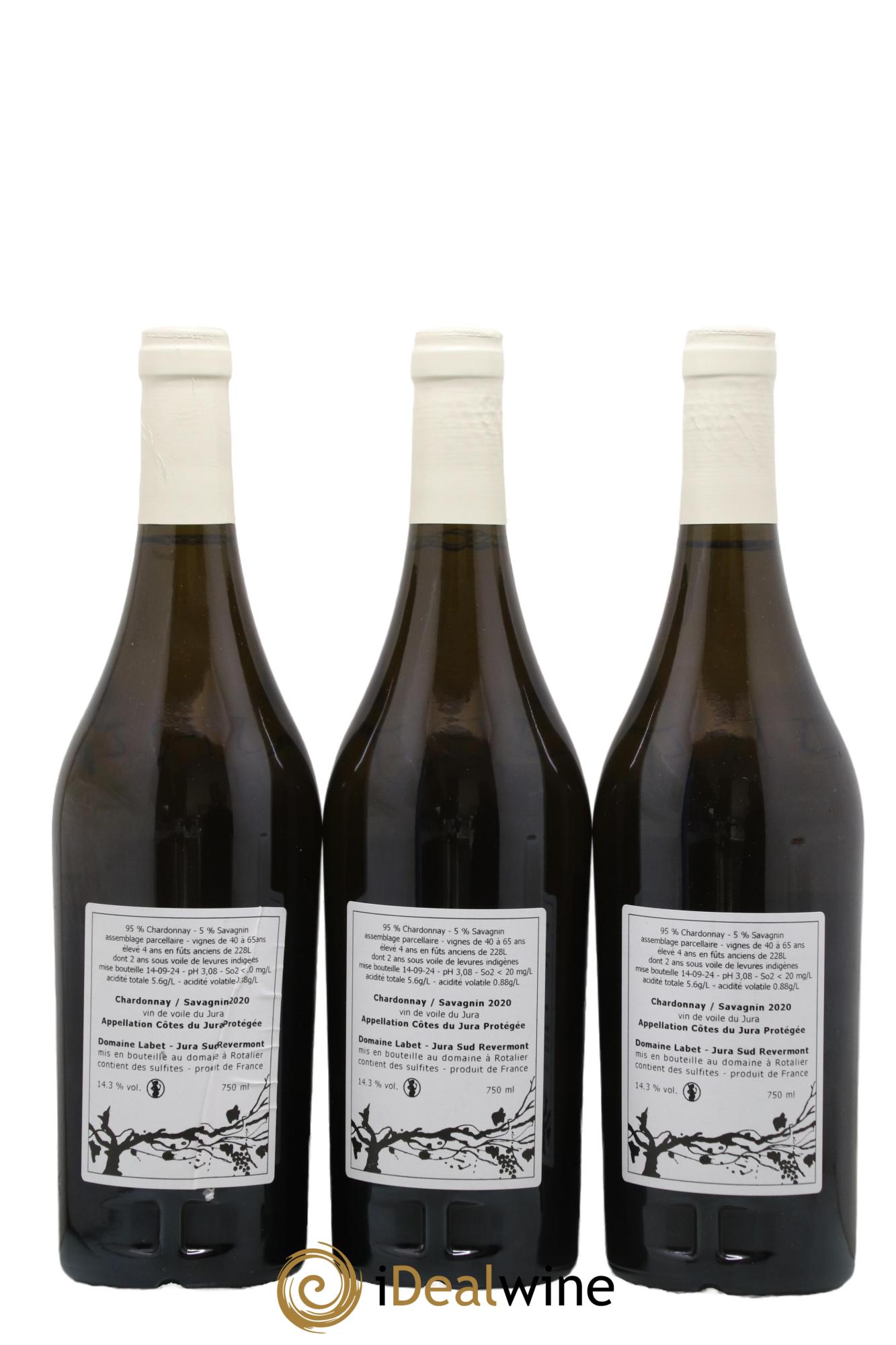Côtes du Jura Vin de Voile Chardonnay-Savagnin cuvée de garde Romain - Julien  - Charline Labet 2020 - Lot de 3 bouteilles - 1