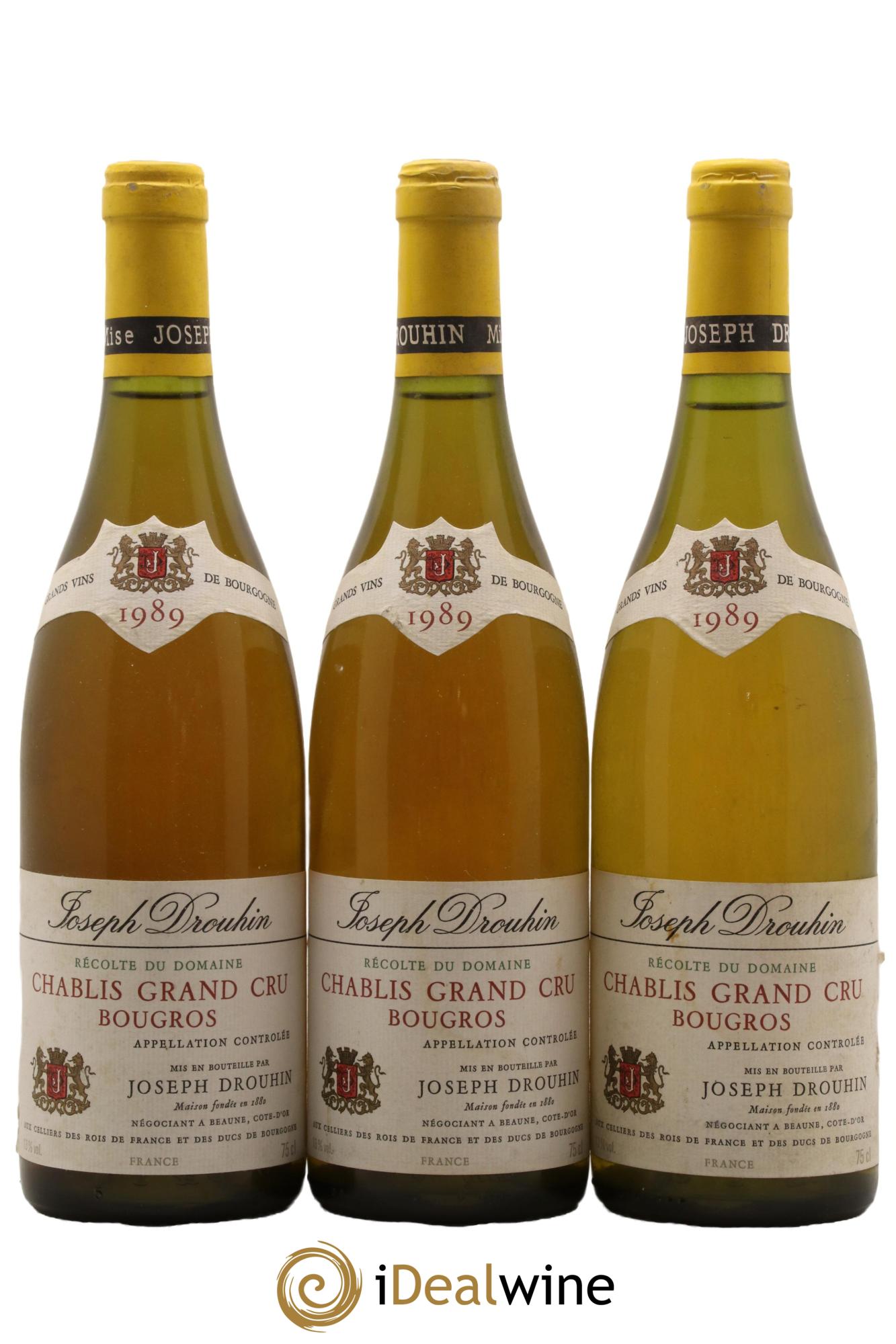 Chablis Grand Cru Bougros Domaine Drouhin 1989 - Lot de 3 bouteilles - 0