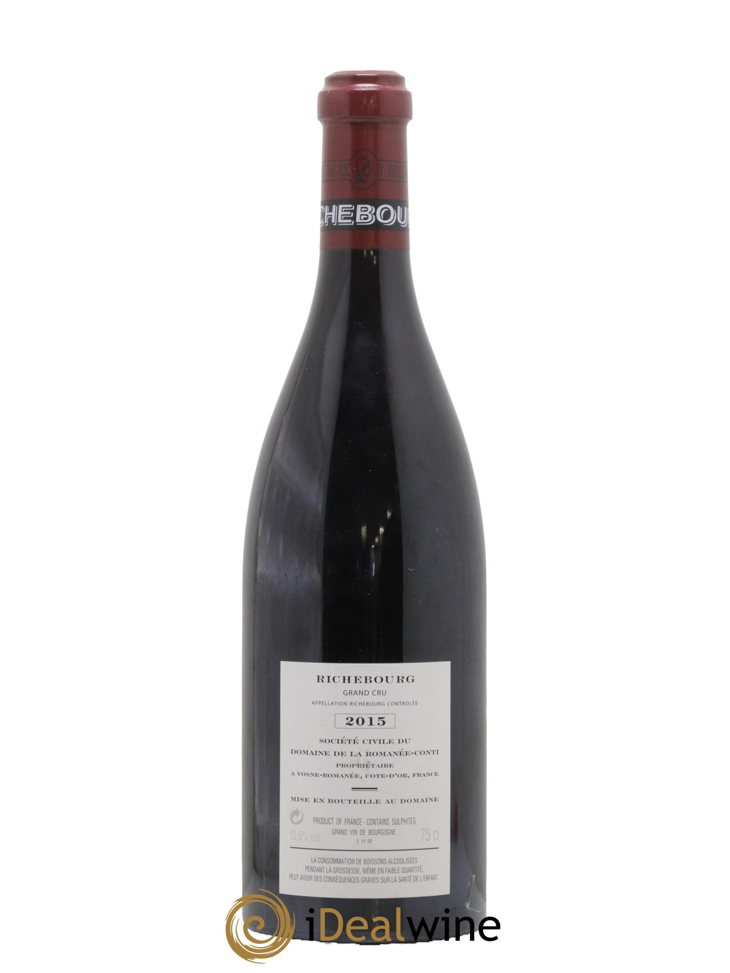 Richebourg Grand Cru Domaine de la Romanée-Conti 2015 - Lot de 1 bouteille - 1