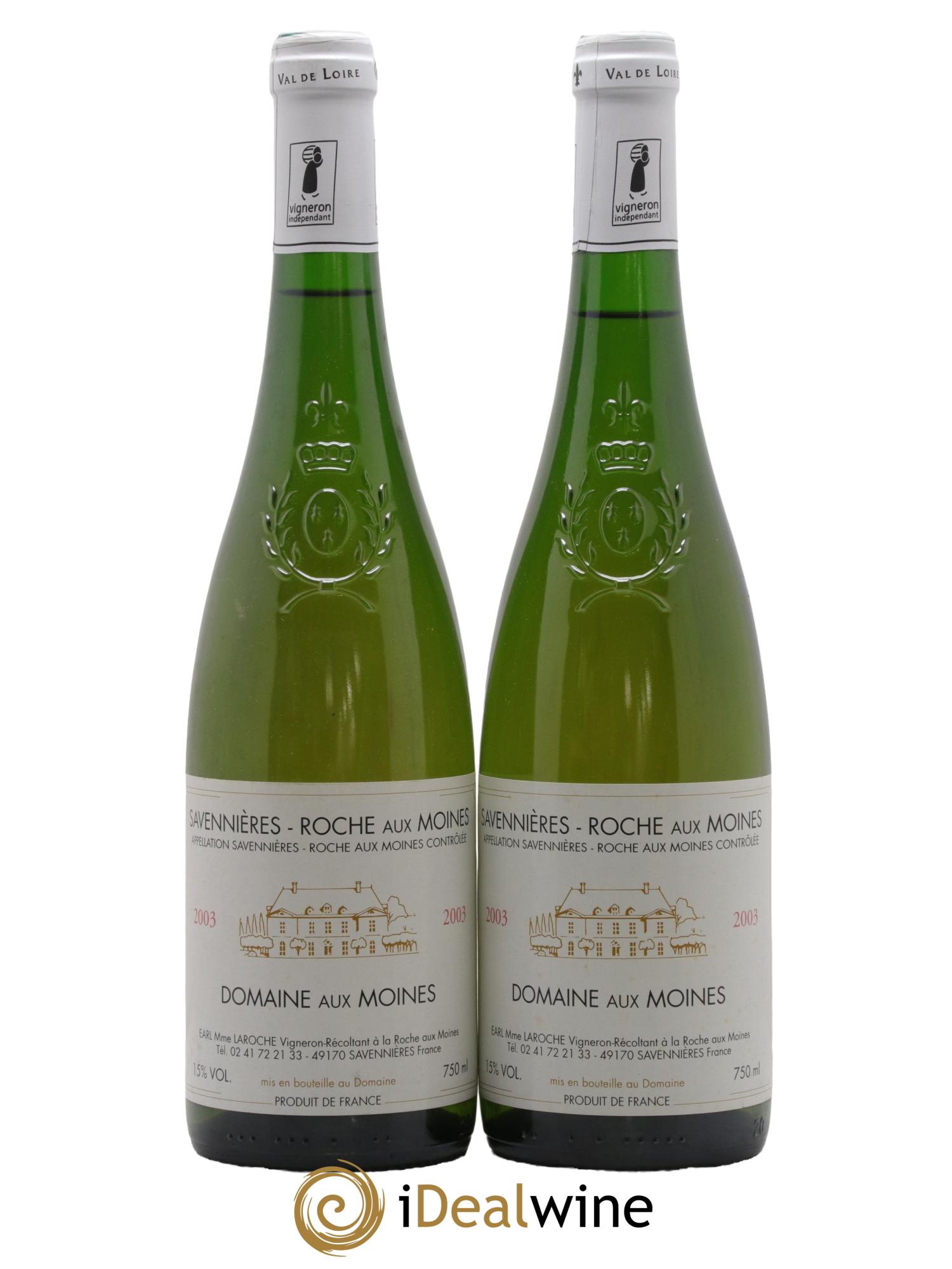Savennières Roche aux Moines Domaine aux Moines 2003 - Lot of 2 bottles - 0