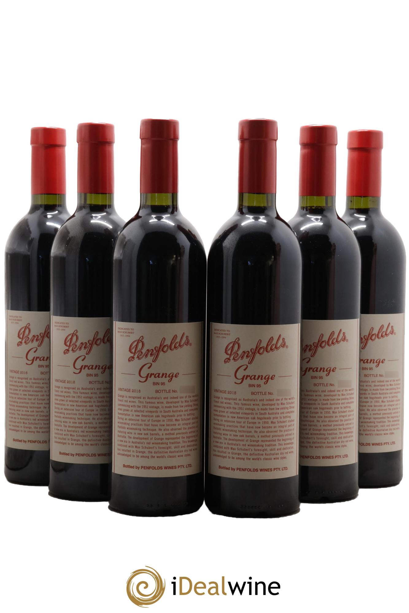 South Australia Penfolds Wines Grange Bin 95 2018 - Lot de 6 bouteilles - 0