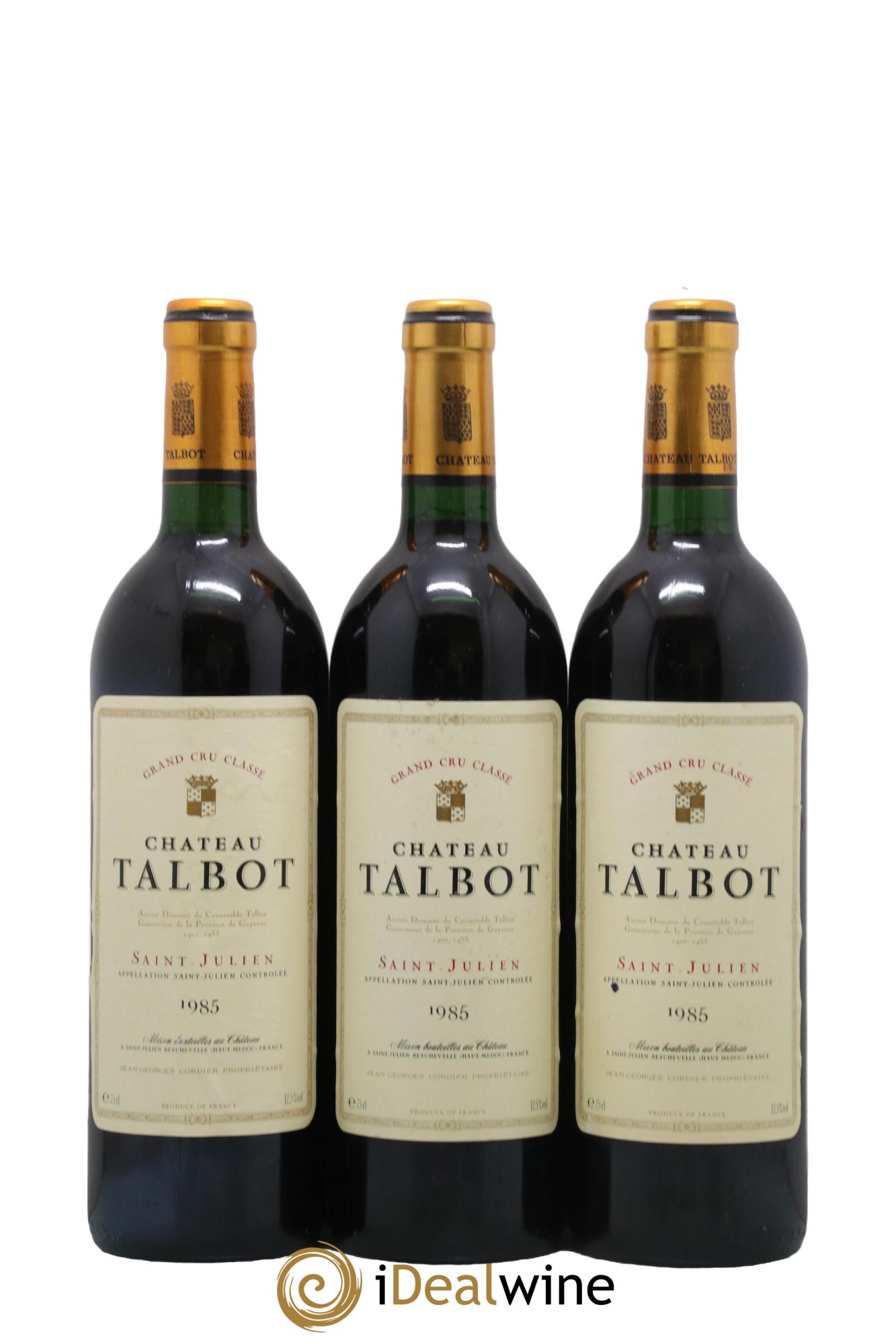Château Talbot 4ème Grand Cru Classé 1985 - Lot de 3 bouteilles - 0
