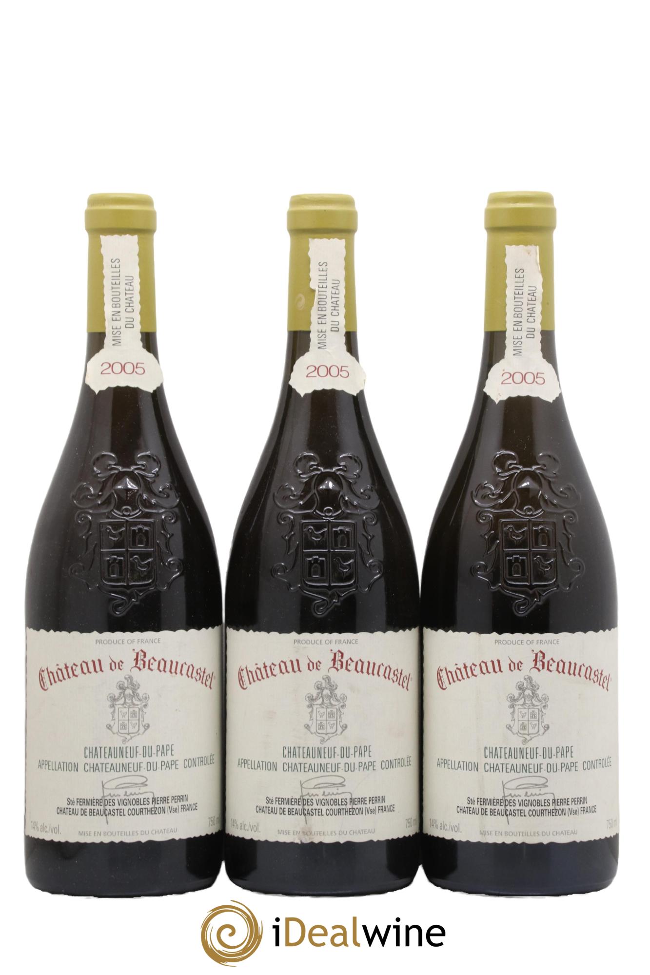 Châteauneuf-du-Pape Château de Beaucastel Famille Perrin 2005 - Posten von 3 Flaschen - 0