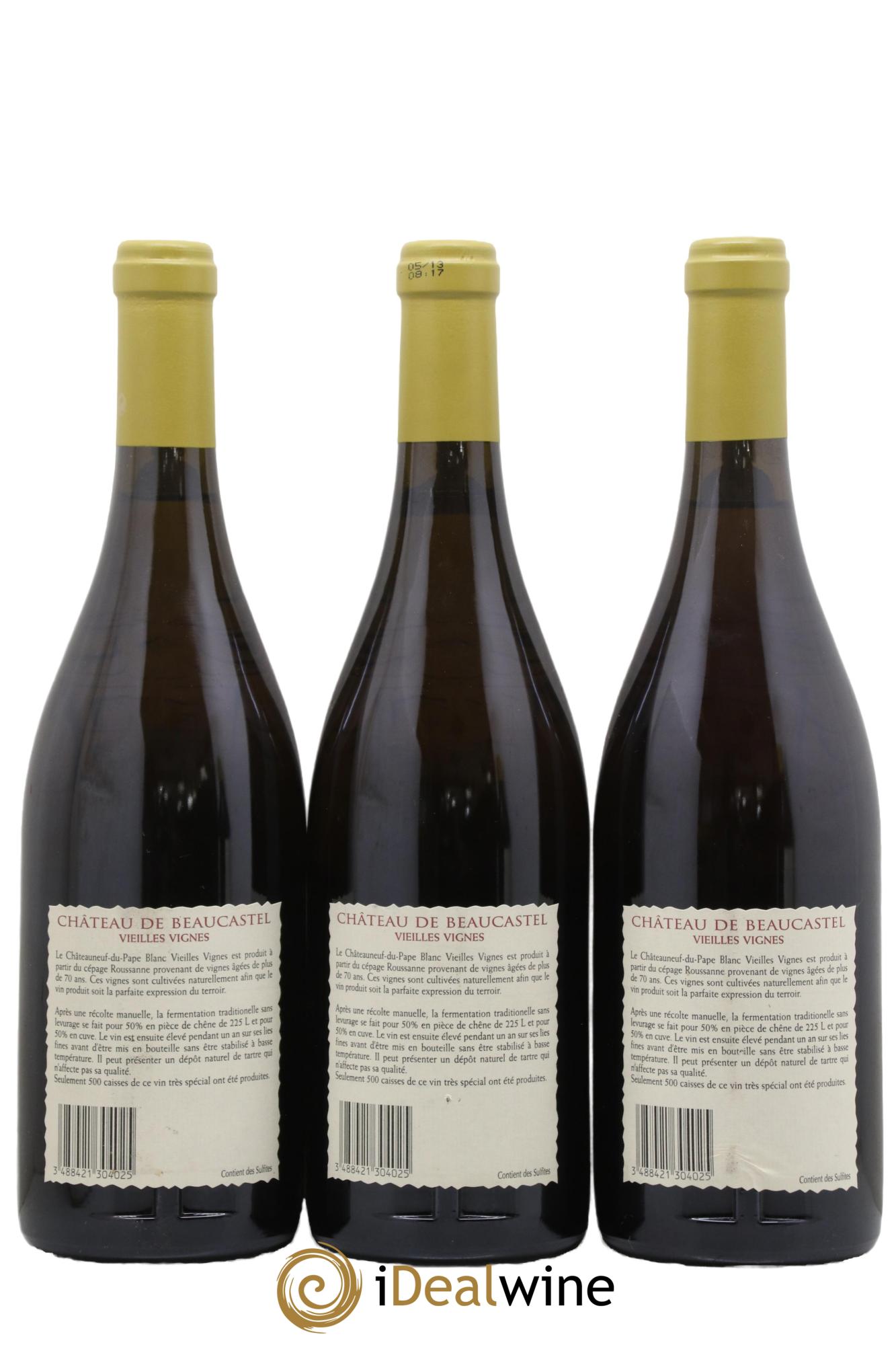 Châteauneuf-du-Pape Château de Beaucastel Vieilles vignes Roussanne Famille Perrin 2004 - Lot de 3 bouteilles - 1