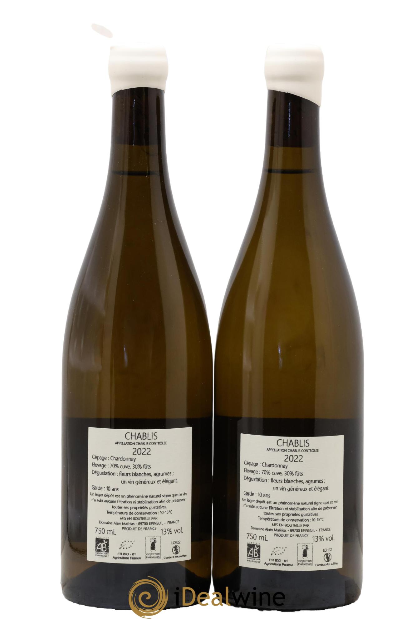 Chablis Alain Mathias 2022 - Lot de 2 bouteilles - 1