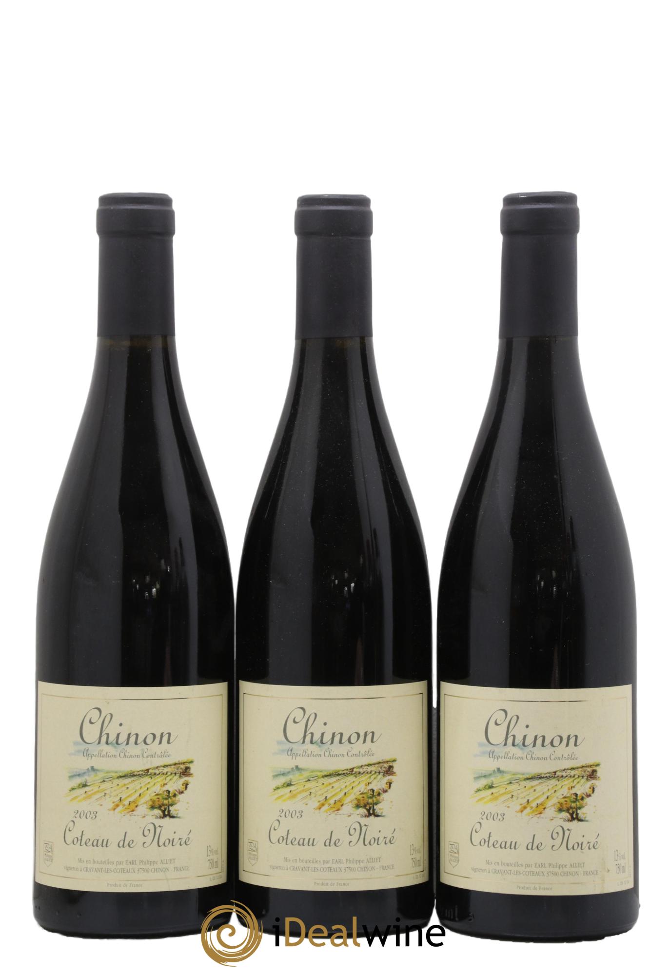 Chinon Coteau de Noiré Philippe Alliet 2003 - Lot de 3 bouteilles - 0