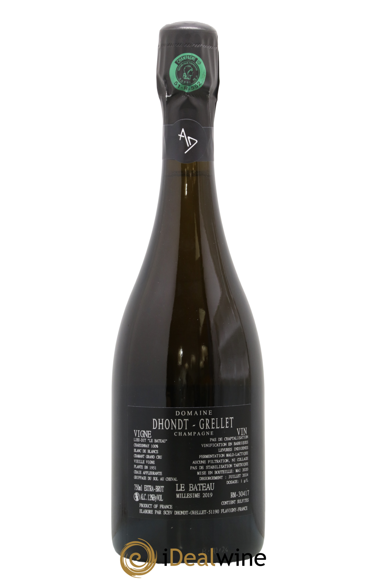 Grand Cru Extra-Brut Blanc de Blancs Le Bateau Cramant Vieille Vigne Dhondt-Grellet 2019 - Posten von 1 Flasche - 1