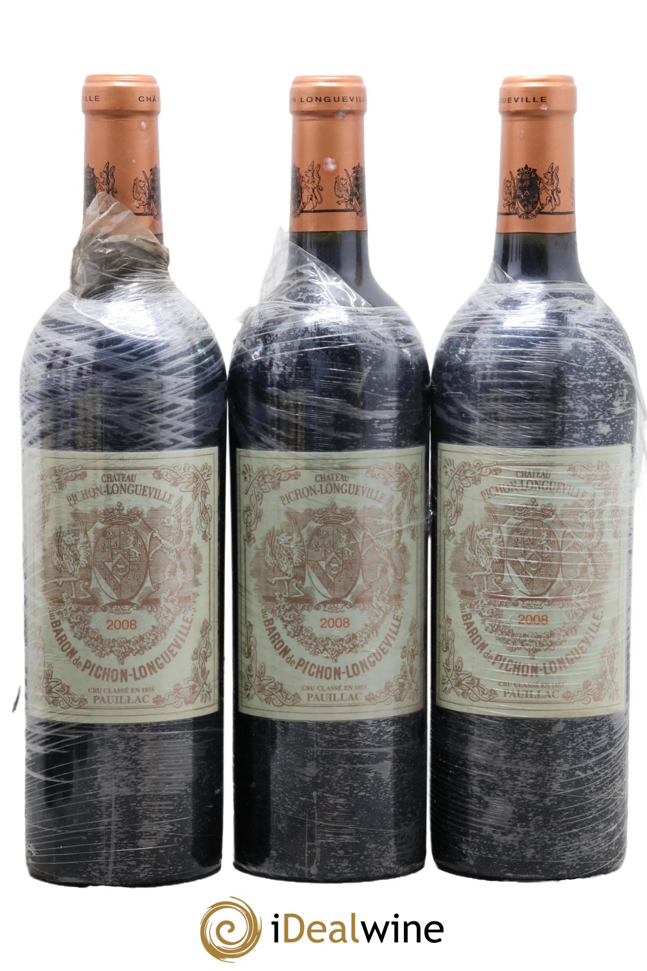 Pichon Longueville Baron 2ème Grand Cru Classé 2008 - Lot of 3 bottles - 0