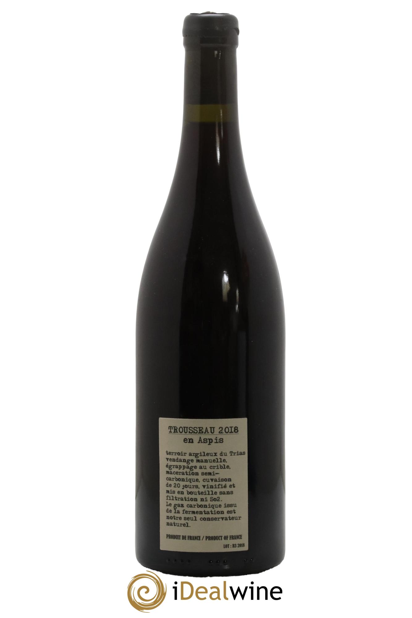 Arbois-Pupillin Trousseau En Aspis  Adeline Houillon & Renaud Bruyère 2018 - Lot de 1 bouteille - 1