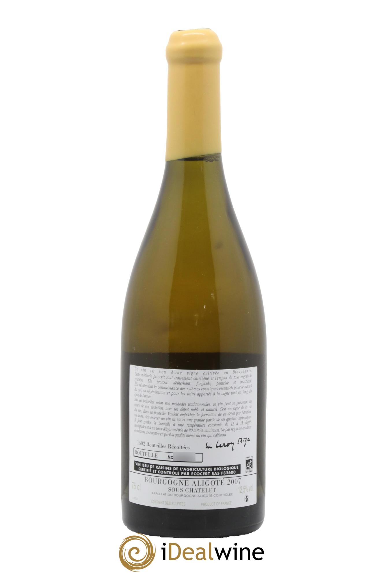 Bourgogne Aligoté Sous Chatelet d'Auvenay (Domaine) 2007 - Lot de 1 bouteille - 1