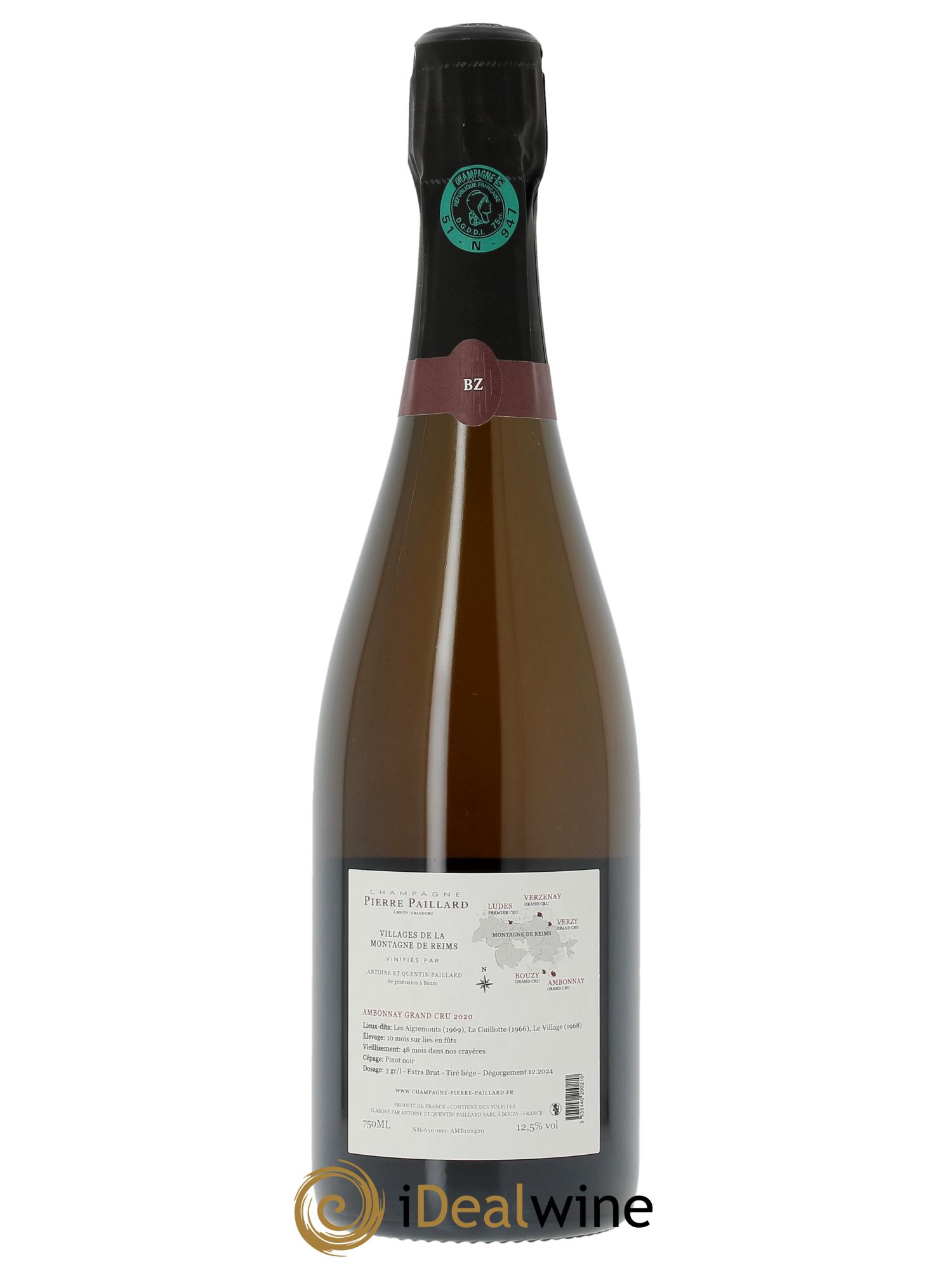 Ambonnay Grand Cru Vieilles Vignes Extra-Brut Pierre Paillard 2020 - Lot de 1 bouteille - 1