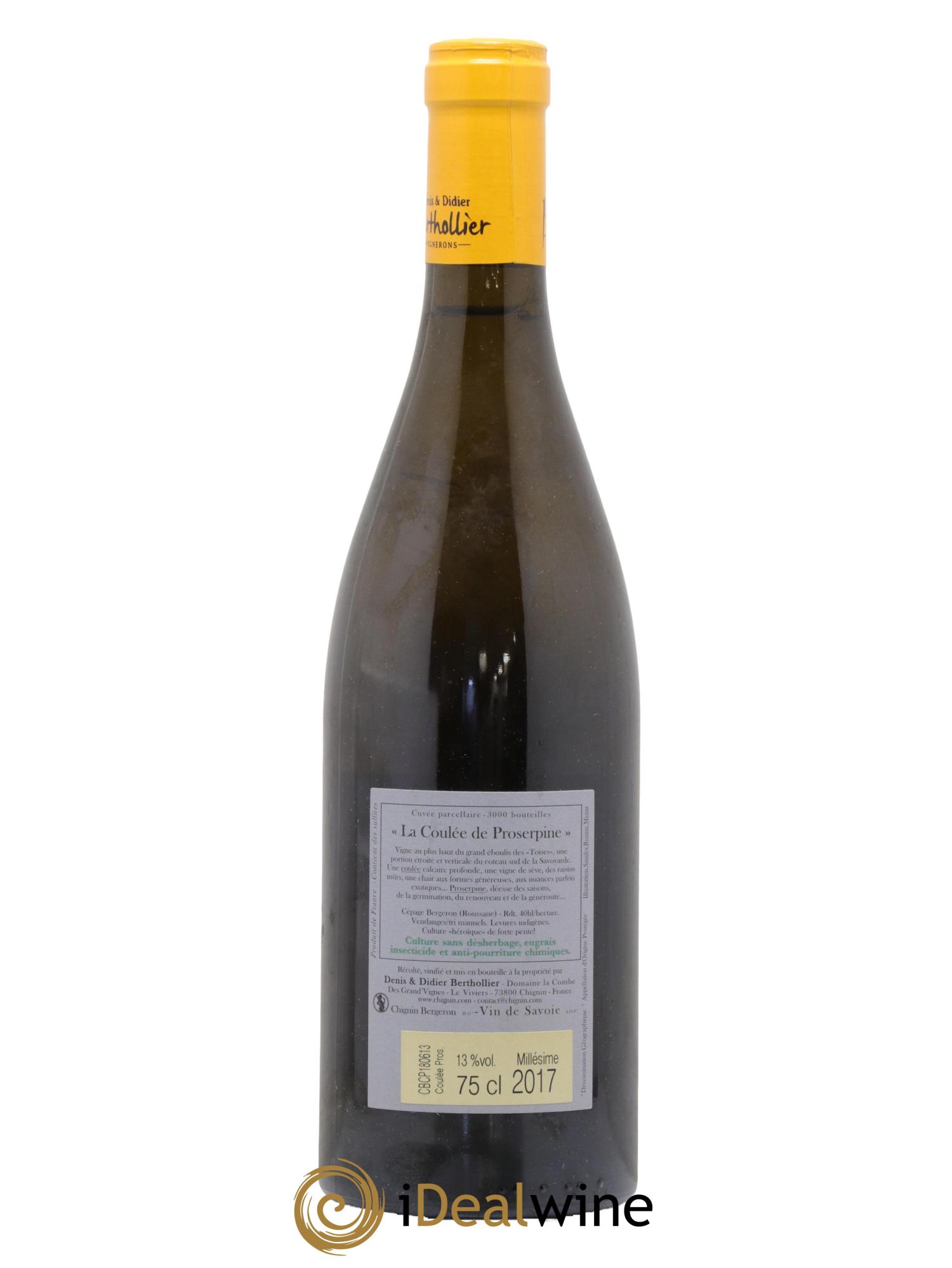 Vin de Savoie Chignin-Bergeron La Coulée de Proserpine Domaine Berthollier 2017 - Lot de 1 bouteille - 1