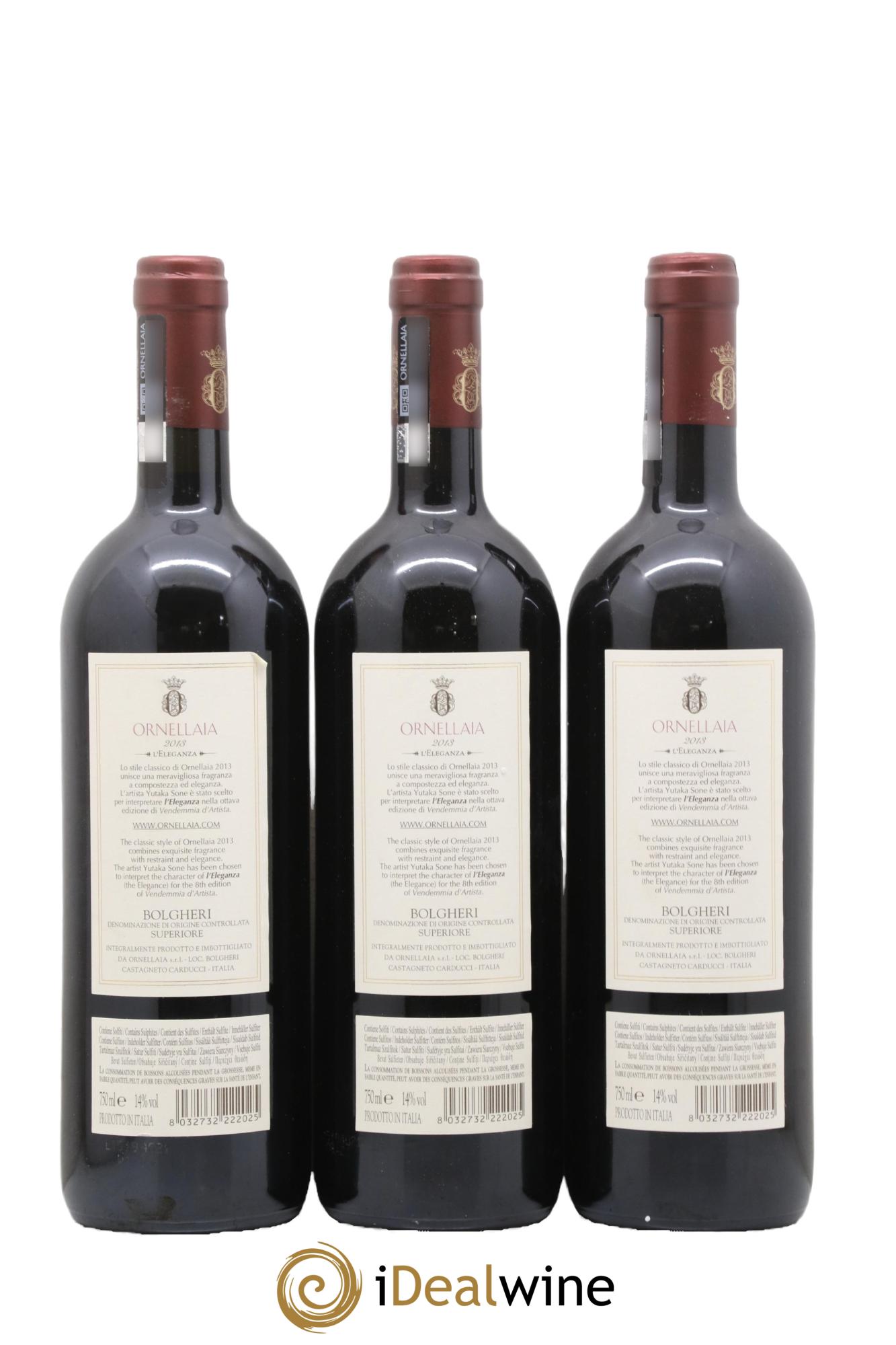 Bolgheri DOC Superiore Ornellaia Tenuta Dell'Ornellaia - Frescobaldi 2013 - Lot of 3 bottles - 1