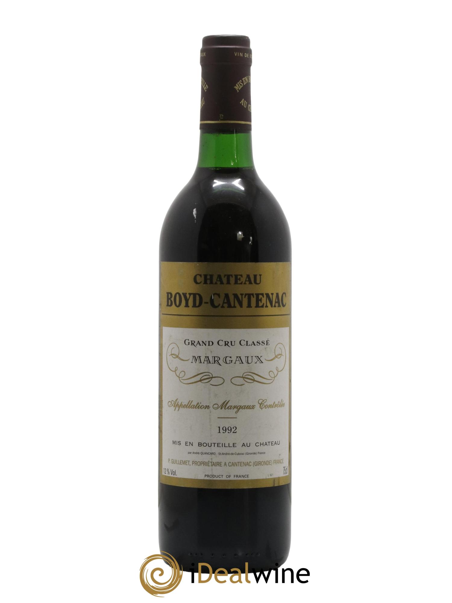 Château Boyd Cantenac 3ème Grand Cru Classé 1992 - Lot de 1 bouteille - 0