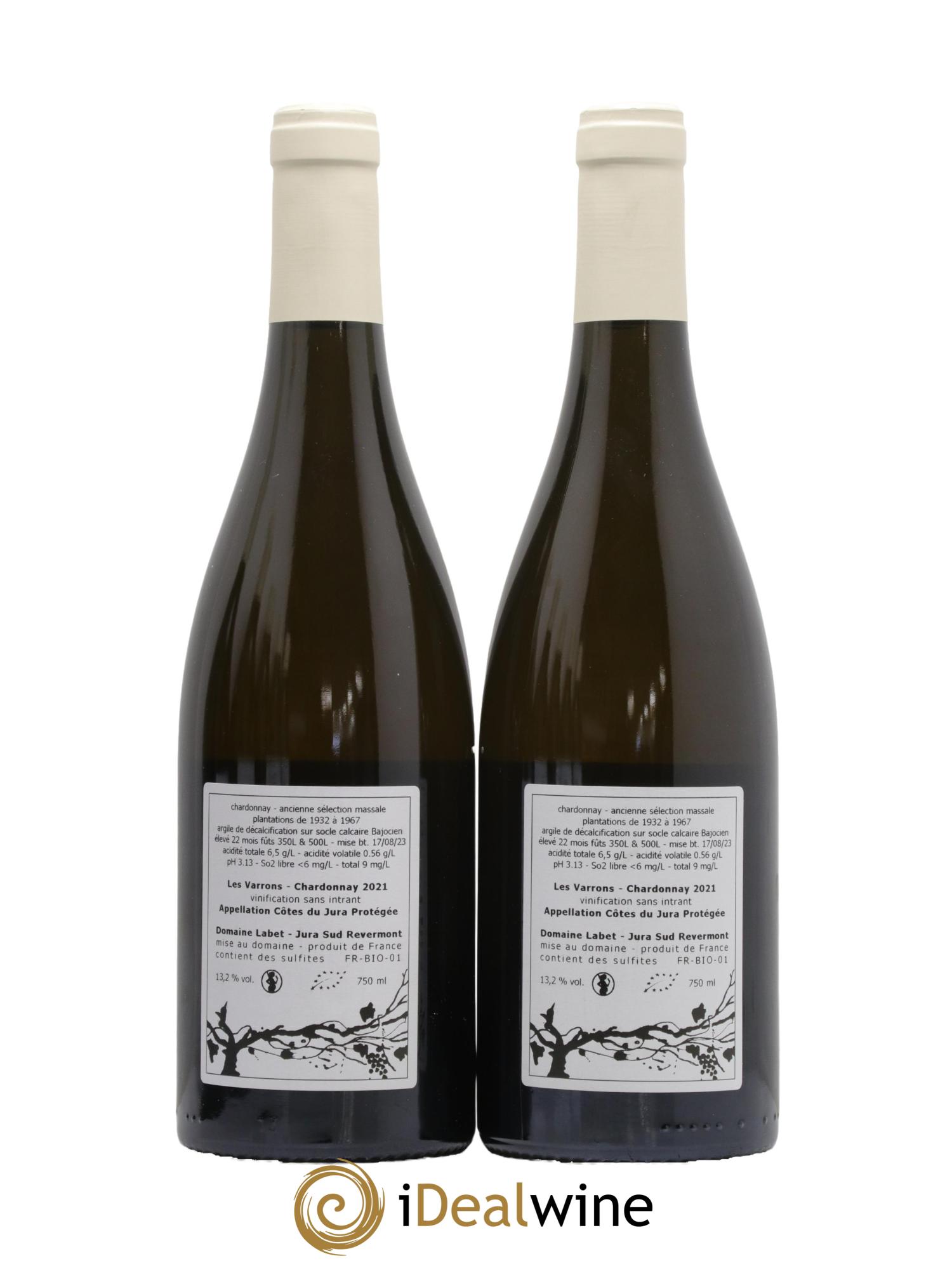 Côtes du Jura Chardonnay Les Varrons Romain - Julien - Charline Labet 2021 - Lot de 2 bouteilles - 1