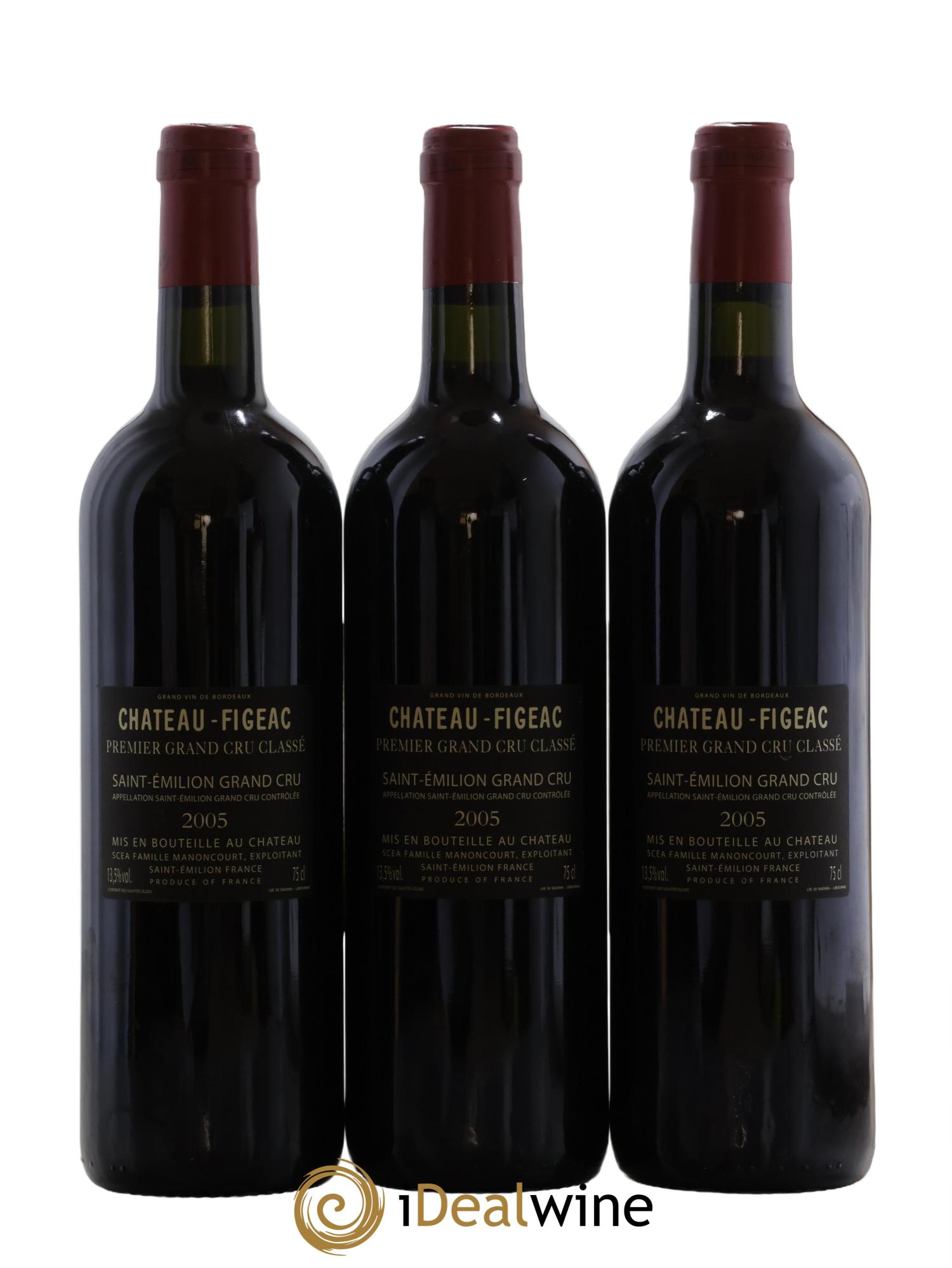 Château Figeac 1er Grand Cru Classé A 2005 - Lotto di 3 bottiglie - 1