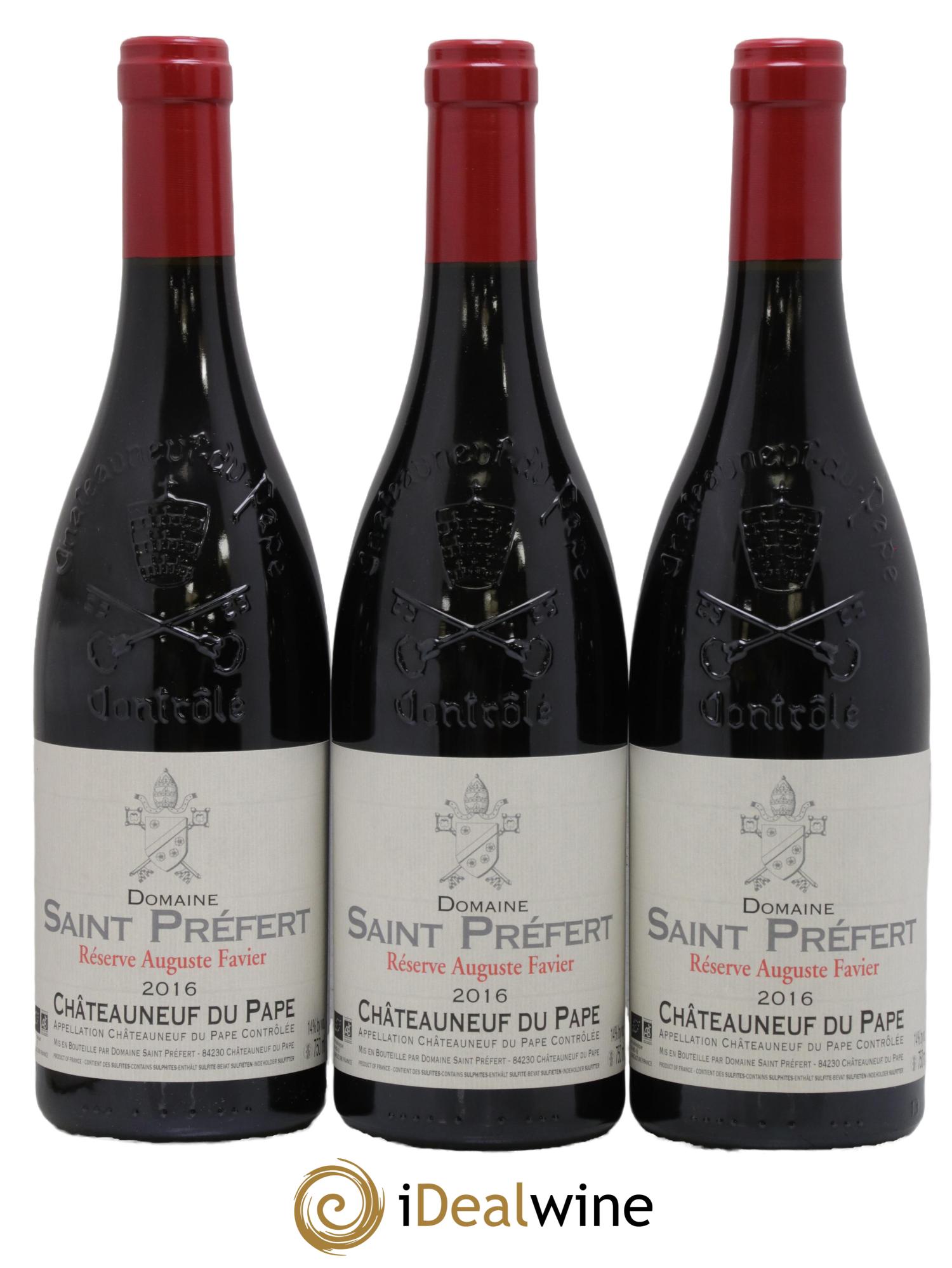 Châteauneuf-du-Pape Réserve Auguste Favier Domaine Saint-Préfert 2016 - Lot de 3 bouteilles - 0