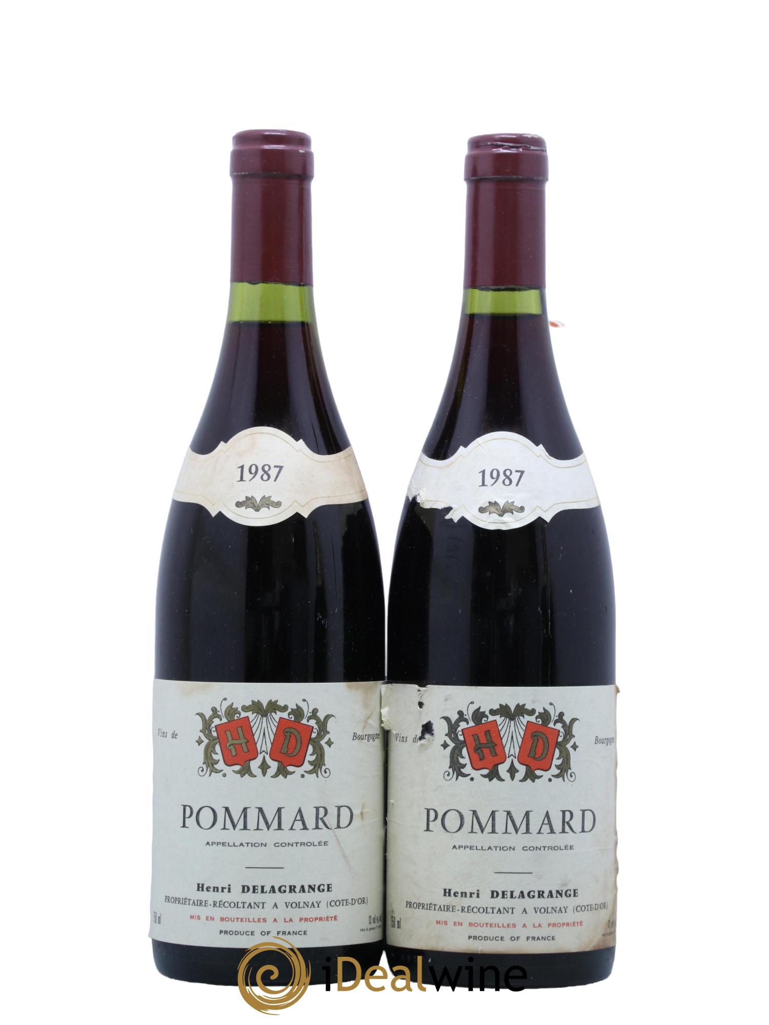 Pommard Domaine Henri Delagrange 1987 - Lot de 2 bouteilles - 0