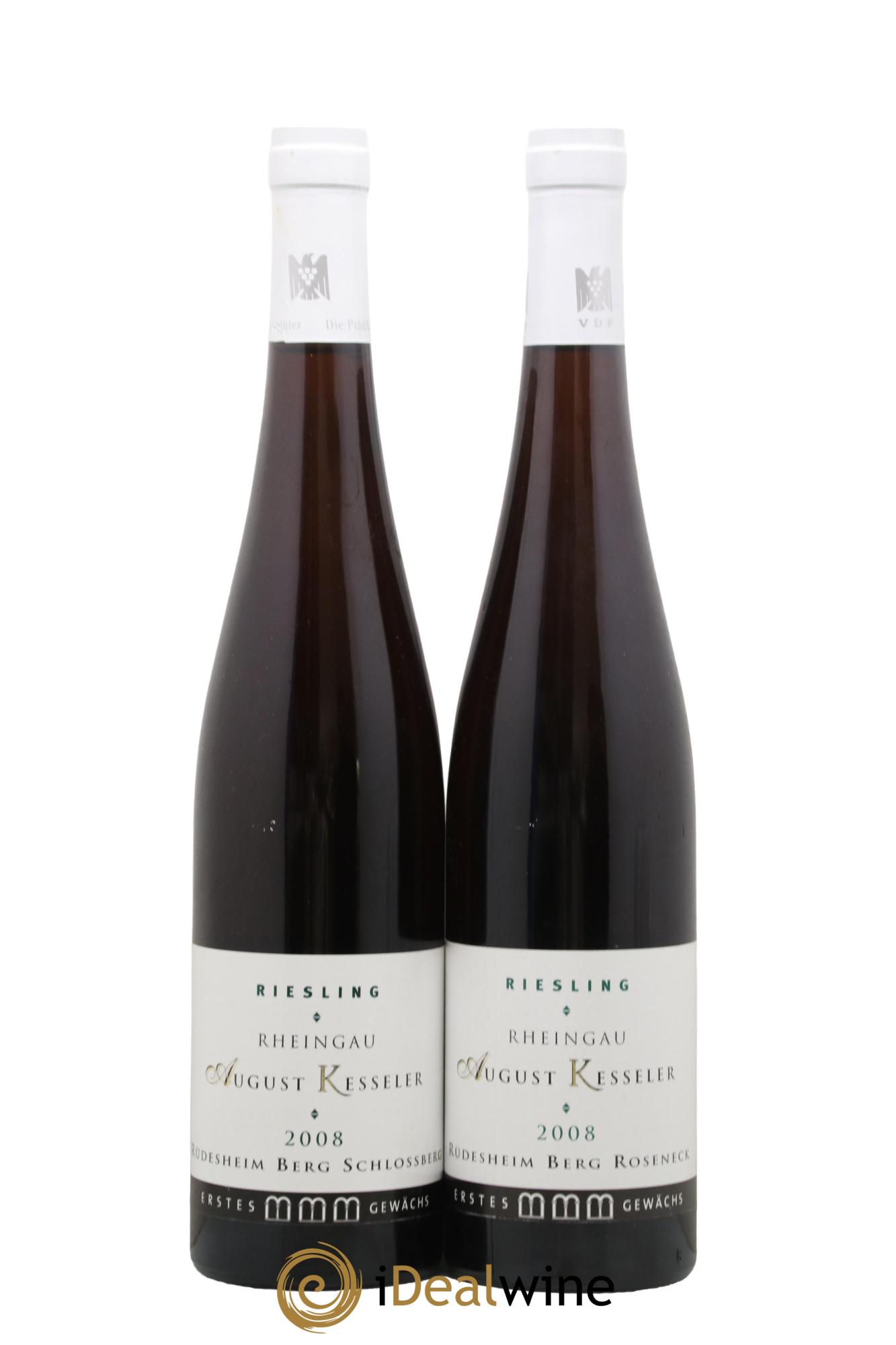 Allemagne Rheingau Rüdesheimer Berg Schlossberg Erstes Gewachs August Kessler 2008 - Lot de 2 bouteilles - 0