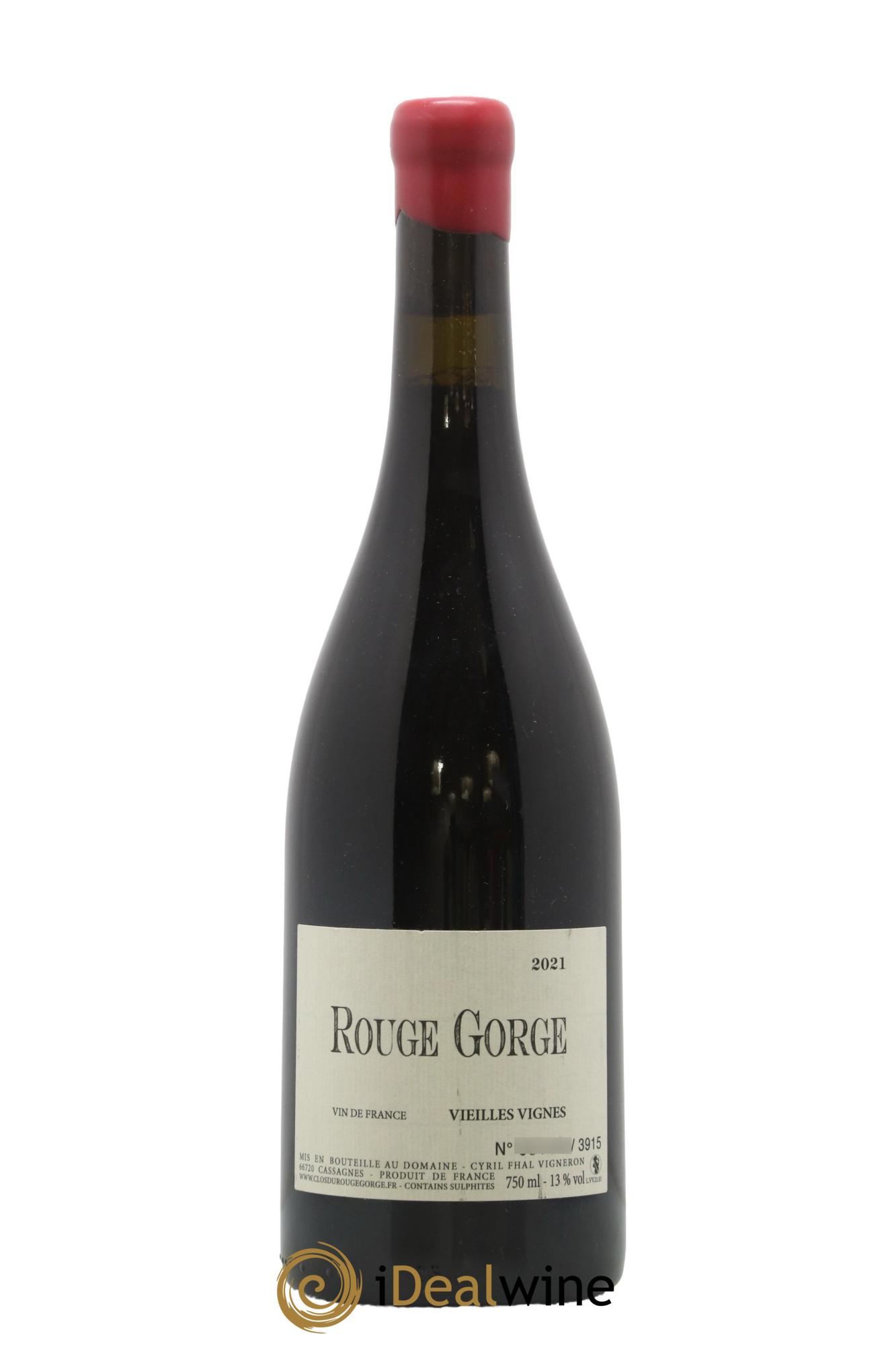 IGP Côtes Catalanes Clos du Rouge Gorge Vieilles Vignes Cyril Fhal 2021 - Posten von 1 Flasche - 0