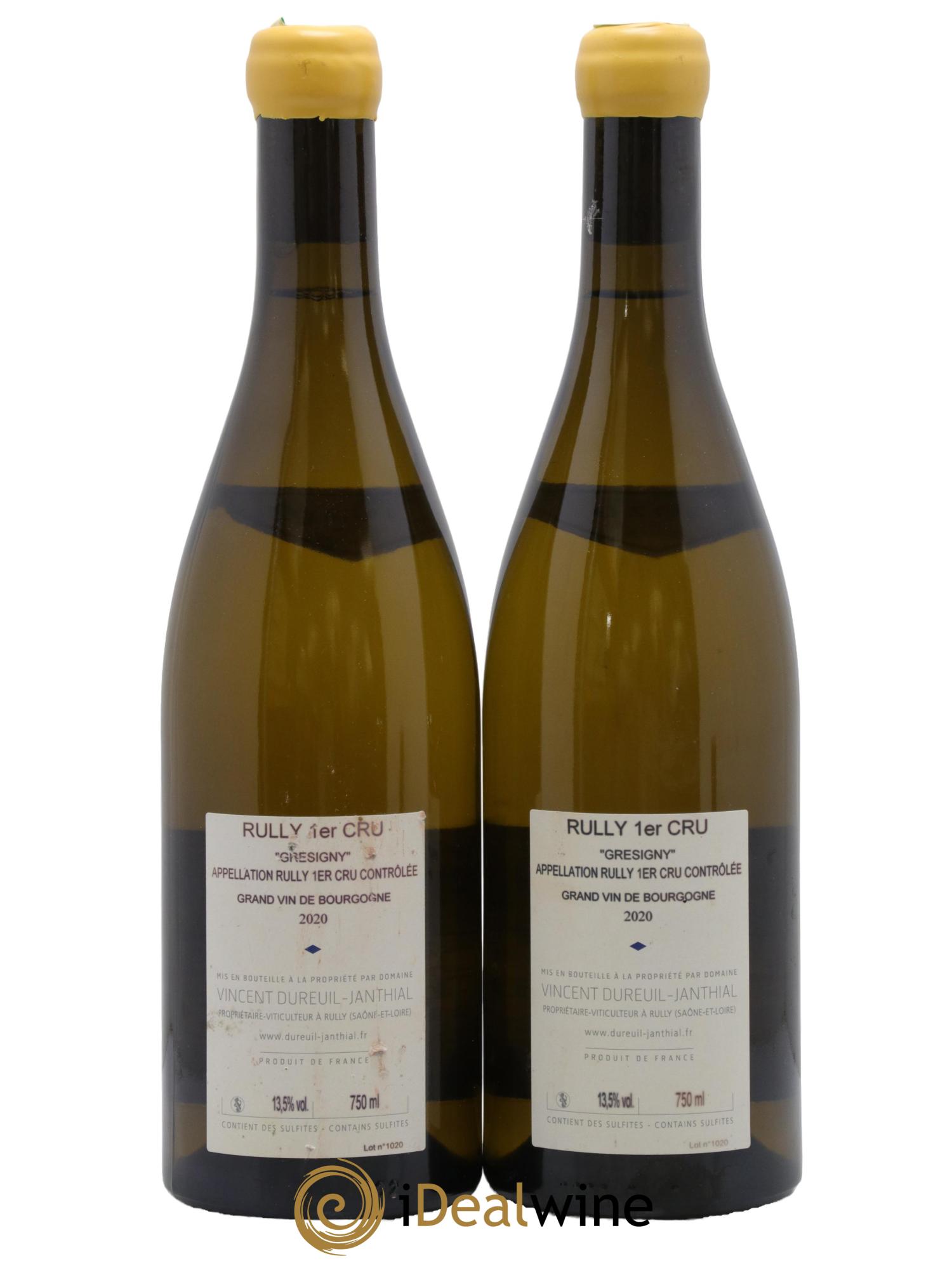 Rully 1er Cru Grésigny Vieilles Vignes Vincent Dureuil-Janthial 2020 - Lot de 2 bouteilles - 1