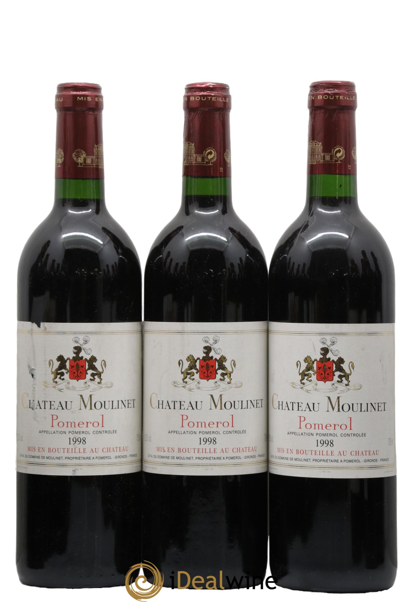 Château Moulinet 1998 - Lotto di 3 bottiglie - 0