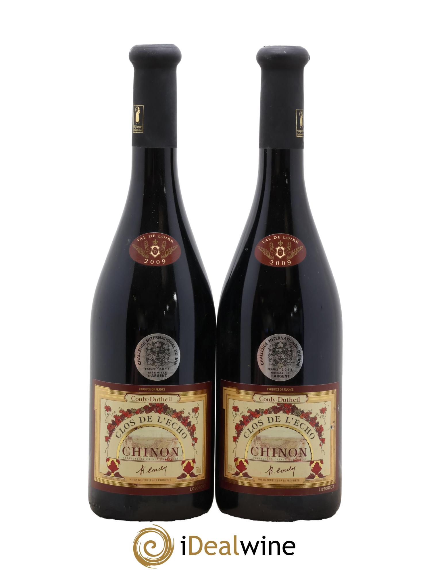 Chinon Clos de l'Echo Couly-Dutheil 2009 - Lot of 2 bottles - 0